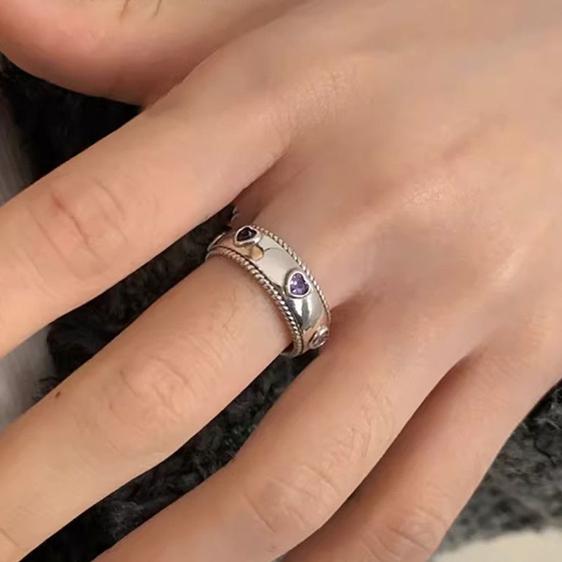 Jewelry Love Heart Zircon Ring Size ONE SIZE - 1 Thumbnail