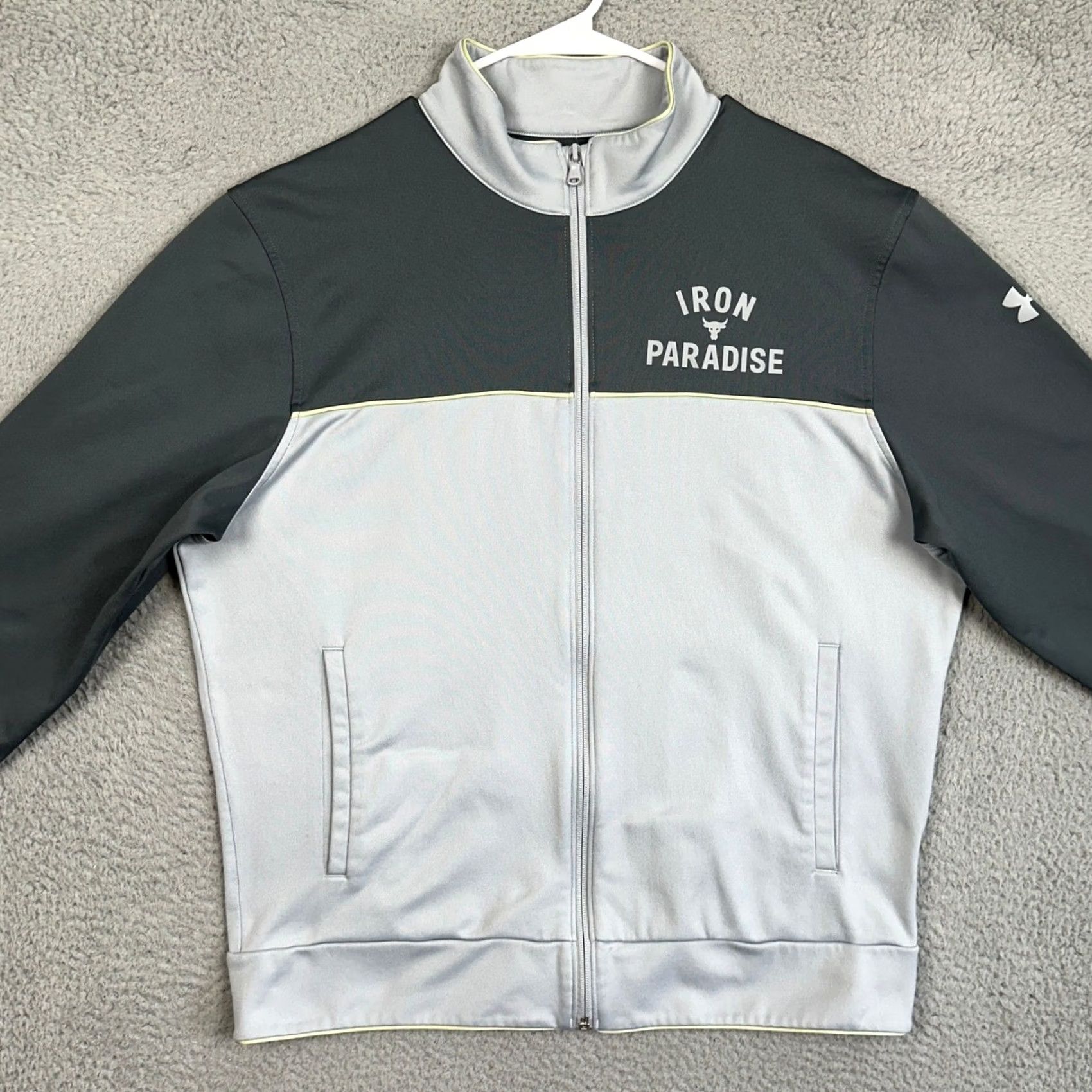 Under Armour Under Armour Project Rock Track Jacket Men L Gray Colorblock Full Zip Pockets Athletic Dry Moisture Wicking EUC Size US L / EU 52-54 / 3 - 3 Thumbnail