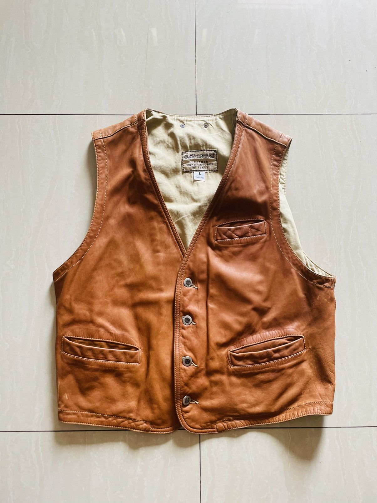 Vintage Asparoke vintage leather vest Size US L / EU 52-54 / 3 - 1 Thumbnail