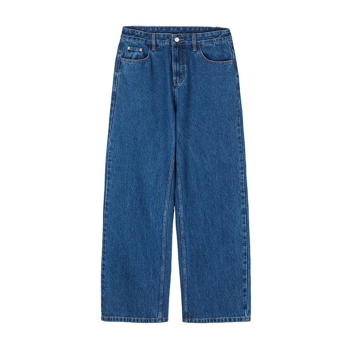 Jean Men's retro straight leg loose casual dark blue jeans Size US 32 / EU 48 - 1 Thumbnail