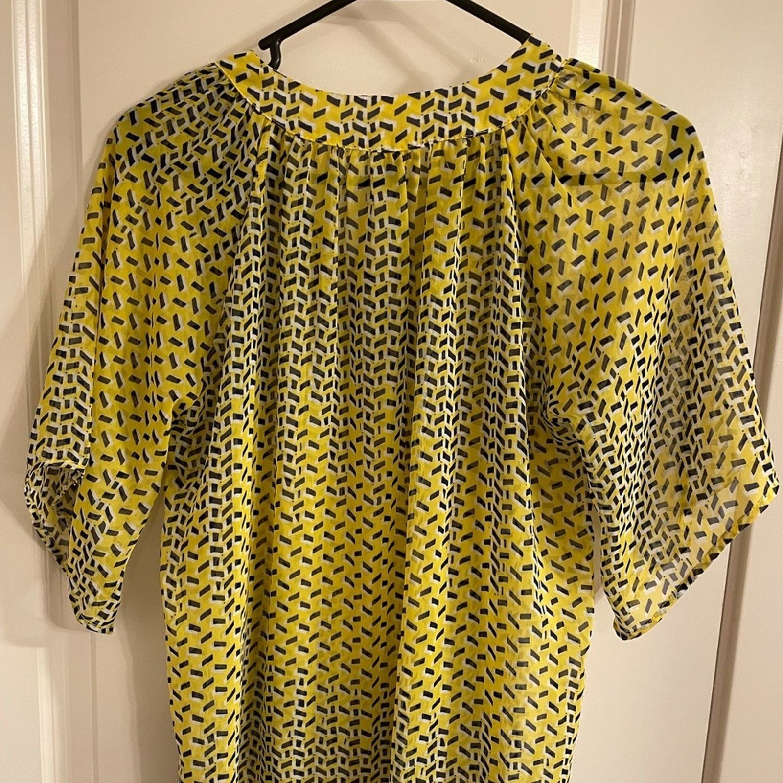 Other Myan Yellow and black sheer short sleeve blouse Size S / US 4 / IT 40 - 2 Thumbnail