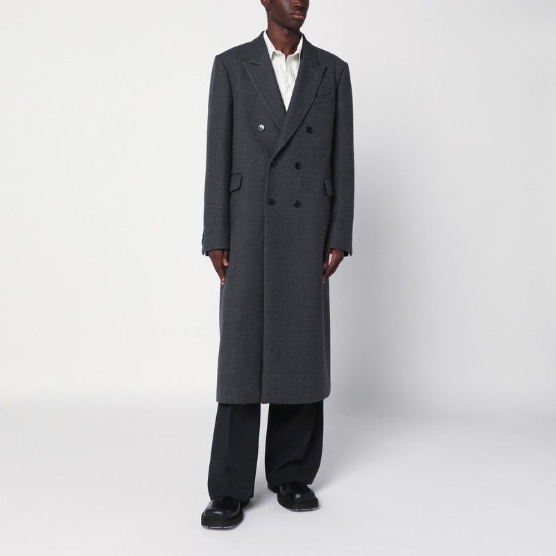 Dries Van Noten Dries Van Noten Grey Double-Breasted Wool Coat Size US L / EU 52-54 / 3 - 1 Thumbnail
