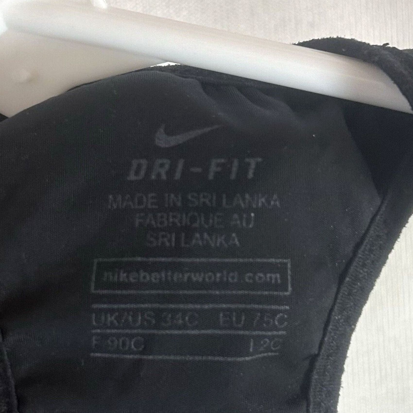 Nike Nike Dri-Fit Sports Bra Womens 34C Racerback Logo Swoosh Black Gym Run Size ONE SIZE - 2 Thumbnail