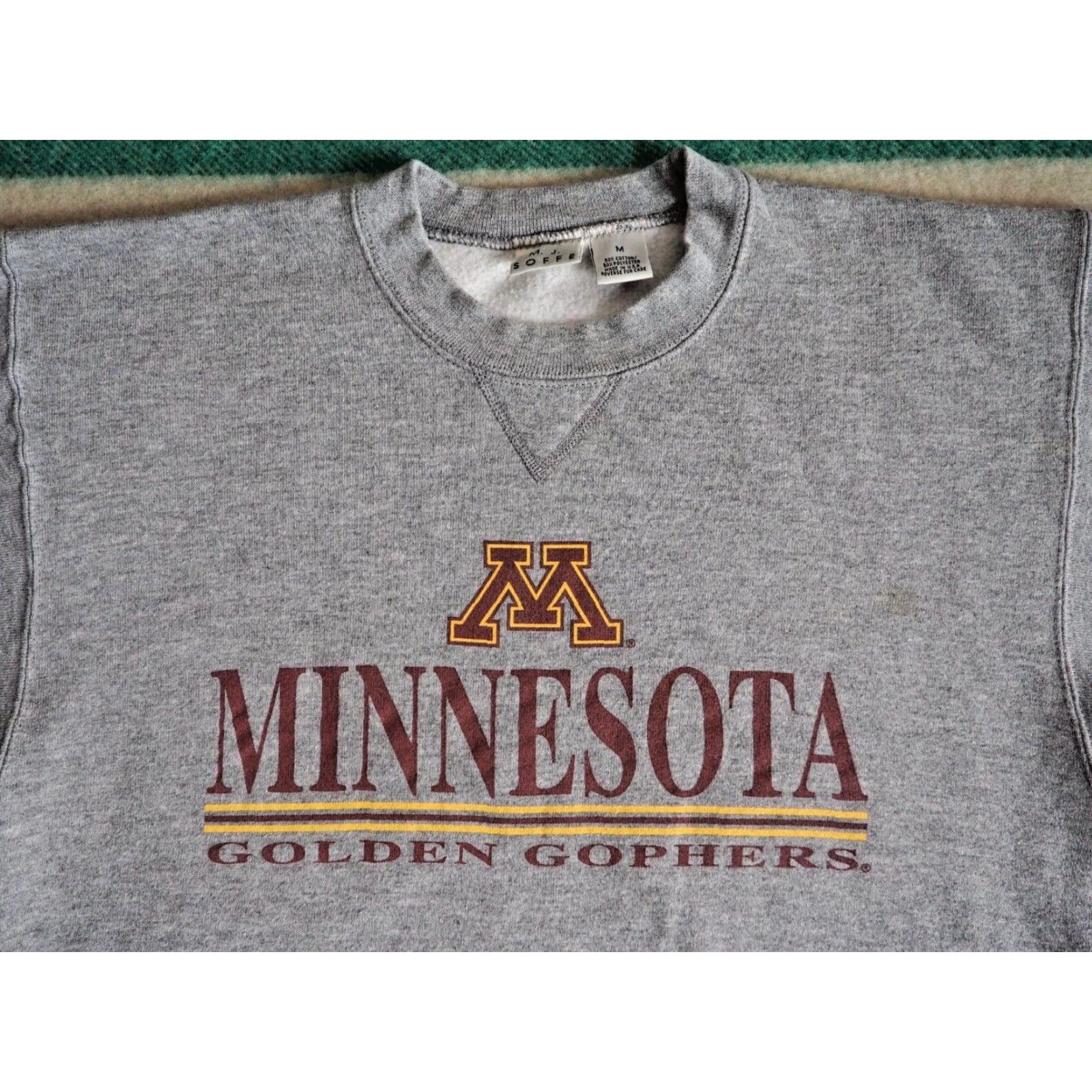 Soffe VTG Soffe Sweatshirt 90s University Minnesota Gophers Gray Pullover Crew Neck Cotton Blend Fleece Logo M Mens Size US M / EU 48-50 / 2 - 3 Thumbnail