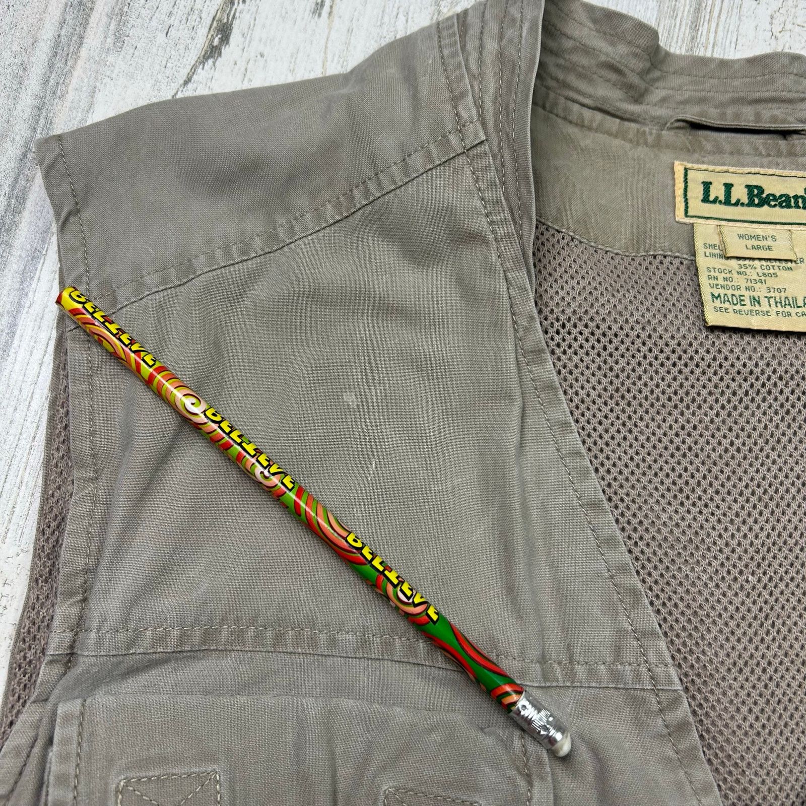 L.L. Bean × Vintage L.L. Bean Women's Sleeveless Vented Vest Beige Hunt Fish Size L / US 10 / IT 46 - 8 Thumbnail