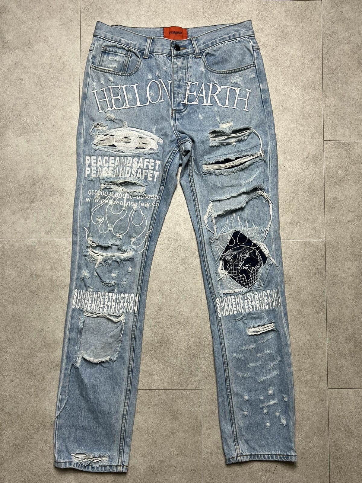 image of Ev Bravado 'hell On Earth' Gemstone Distressed Denim in Indigo, Men's (Size 30)