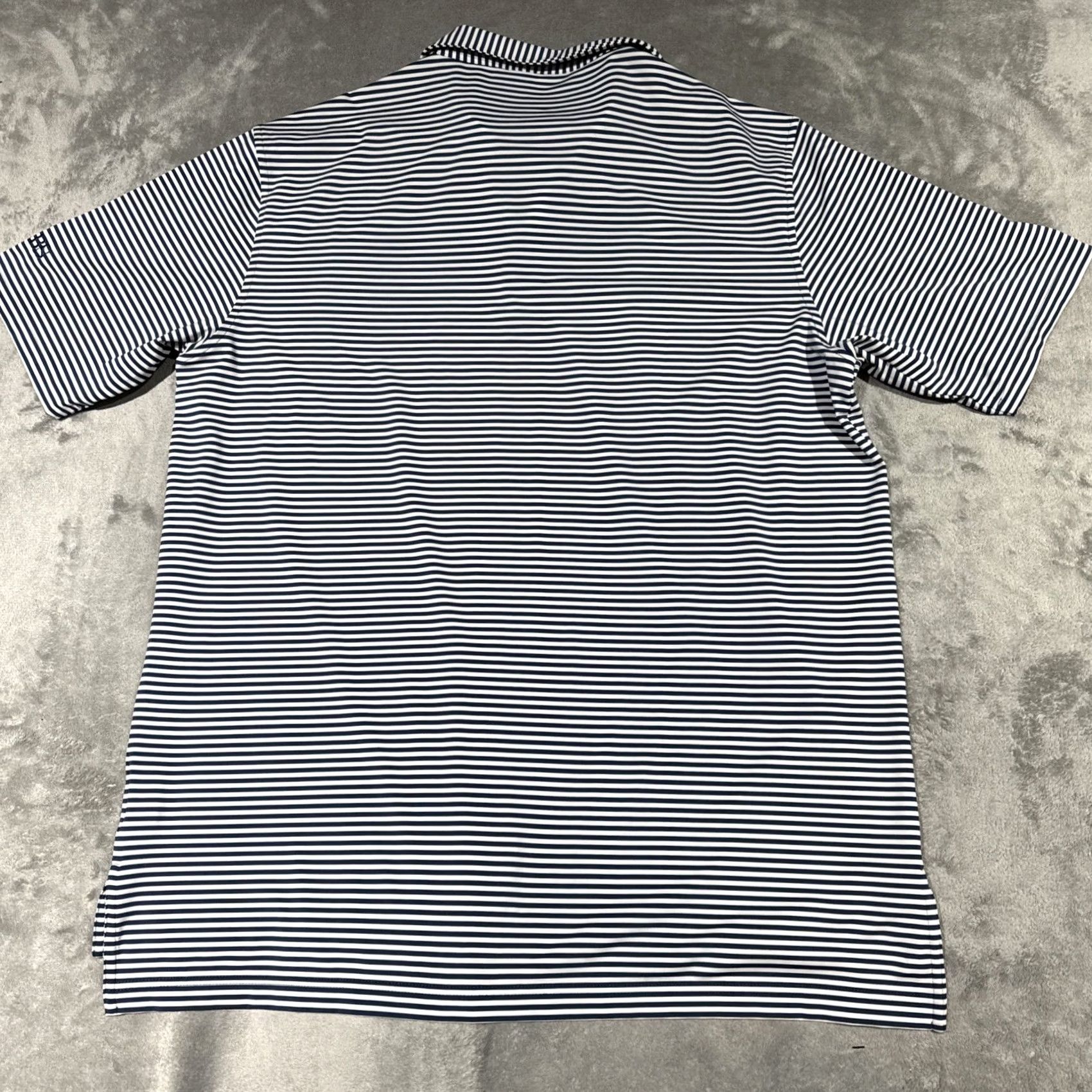 Peter Millar Peter Millar Summer Comfort Polo Shirt Mens XL Blue Stripe CBS Logo Golf Stretch Polo Shirt Size US XL / EU 56 / 4 - 7 Thumbnail