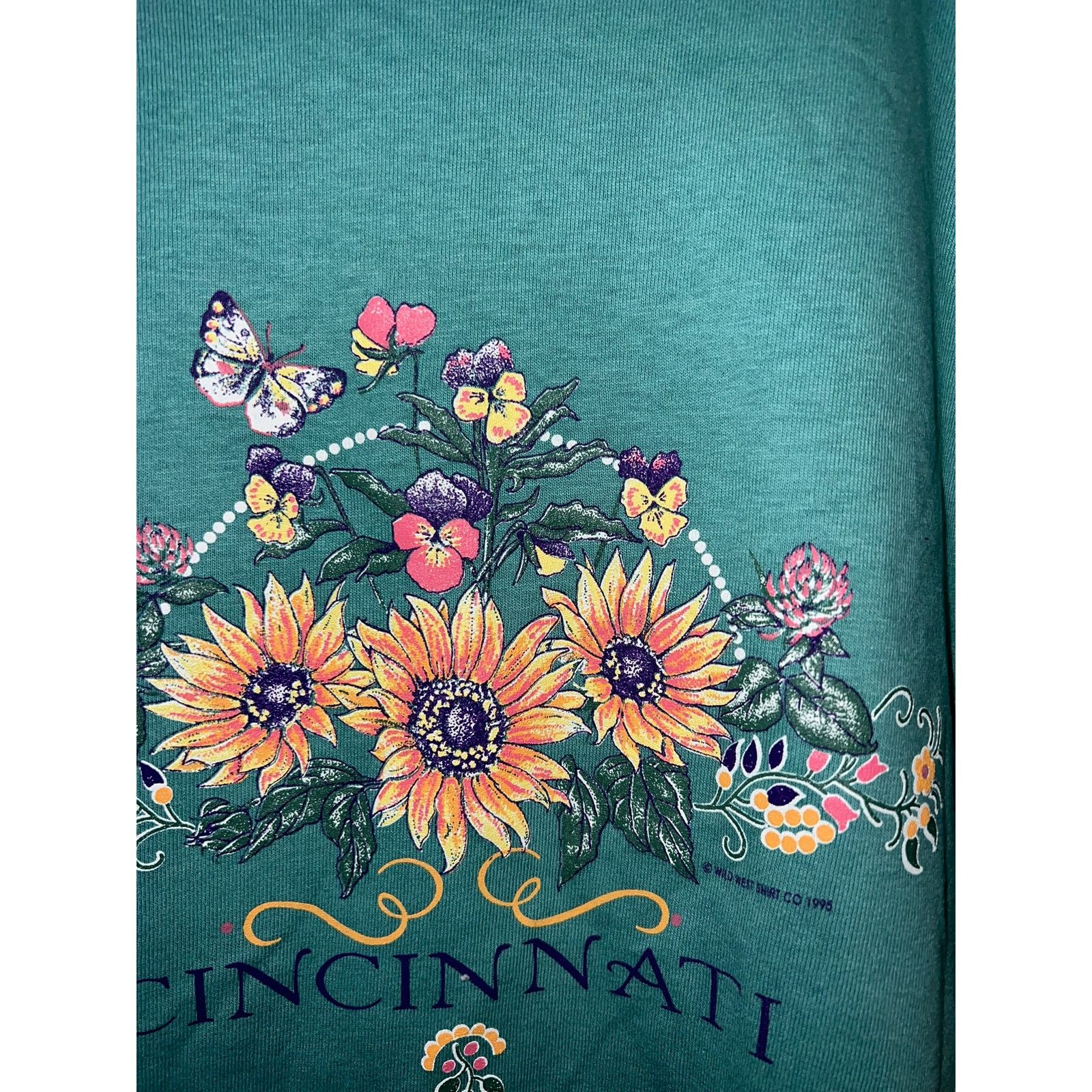 Jerzees 90s Vintage Cincinnati Garden Butterfly Green Shirt VTG M Size US M / EU 48-50 / 2 - 4 Thumbnail