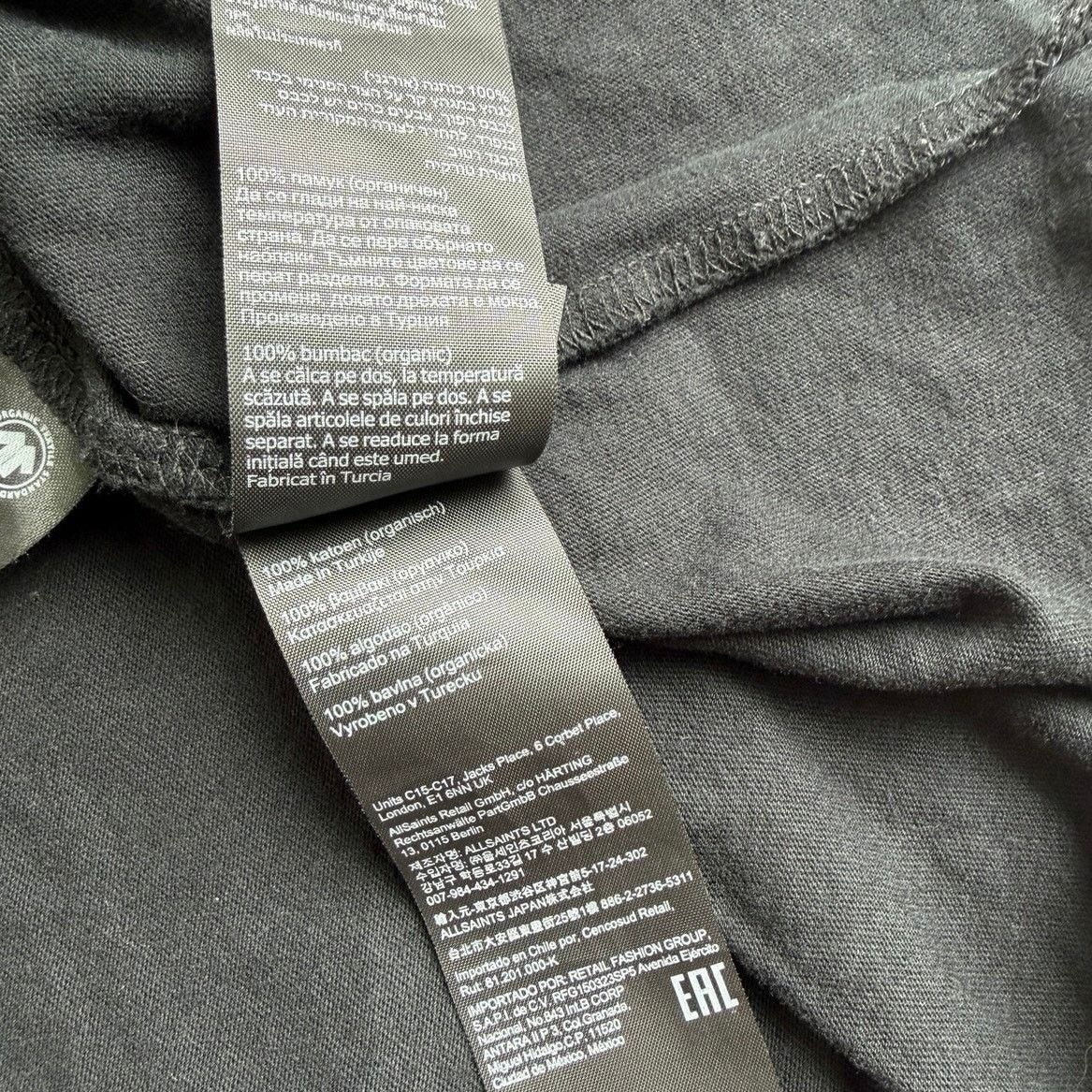 Allsaints AllSaints Black Crewneck T Shirt XL Organic Cotton Logo Tee Size US XL / EU 56 / 4 - 7 Thumbnail