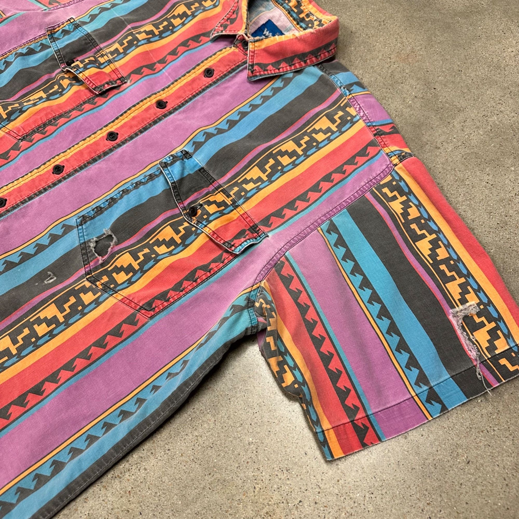 Vintage × Wrangler Vintage 80s Wrangler Brushpopper Style Patterned Button Up S Size US L / EU 52-54 / 3 - 4 Thumbnail