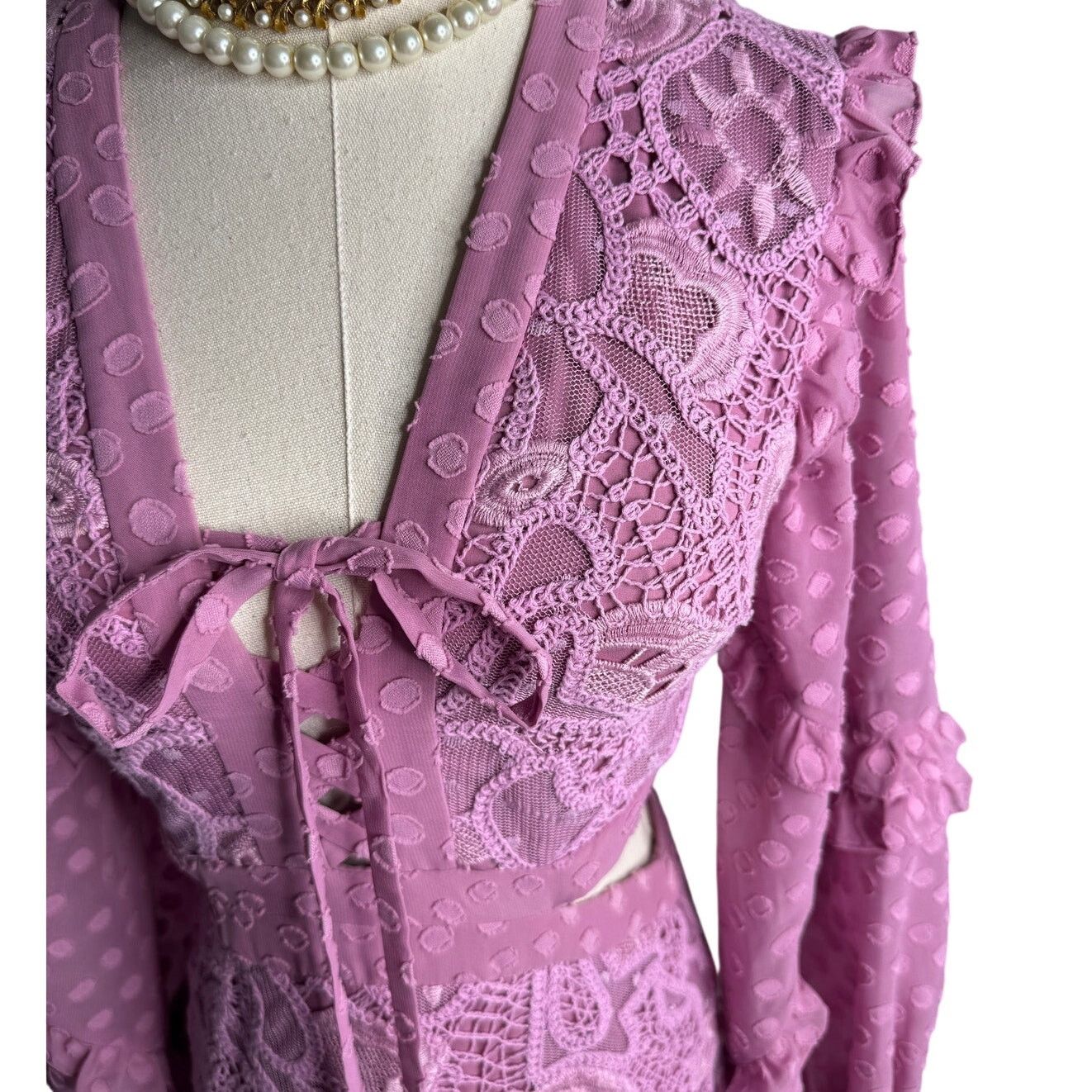 ALEXIS Alexis Zendaya Lace Crochet Cut Out Long Sleeve Dress XS Size XS / US 0-2 / IT 36-38 - 7 Thumbnail