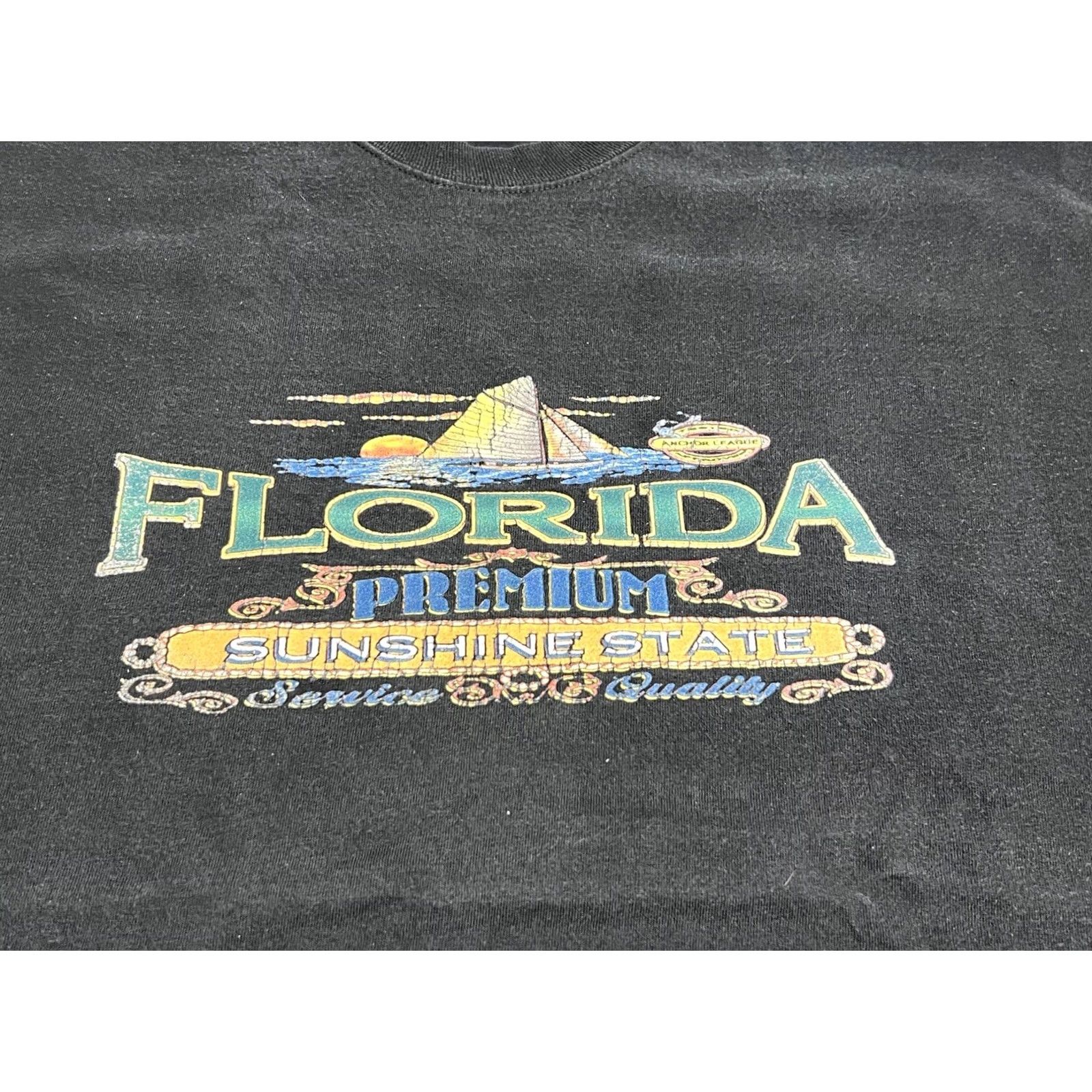 Port & Company VINTAGE Florida Sailboat Sunshine State Port & Company T-Shirt Black XL Sun Faded 90s Graphic Mens Shirt Size US XL / EU 56 / 4 - 4 Thumbnail