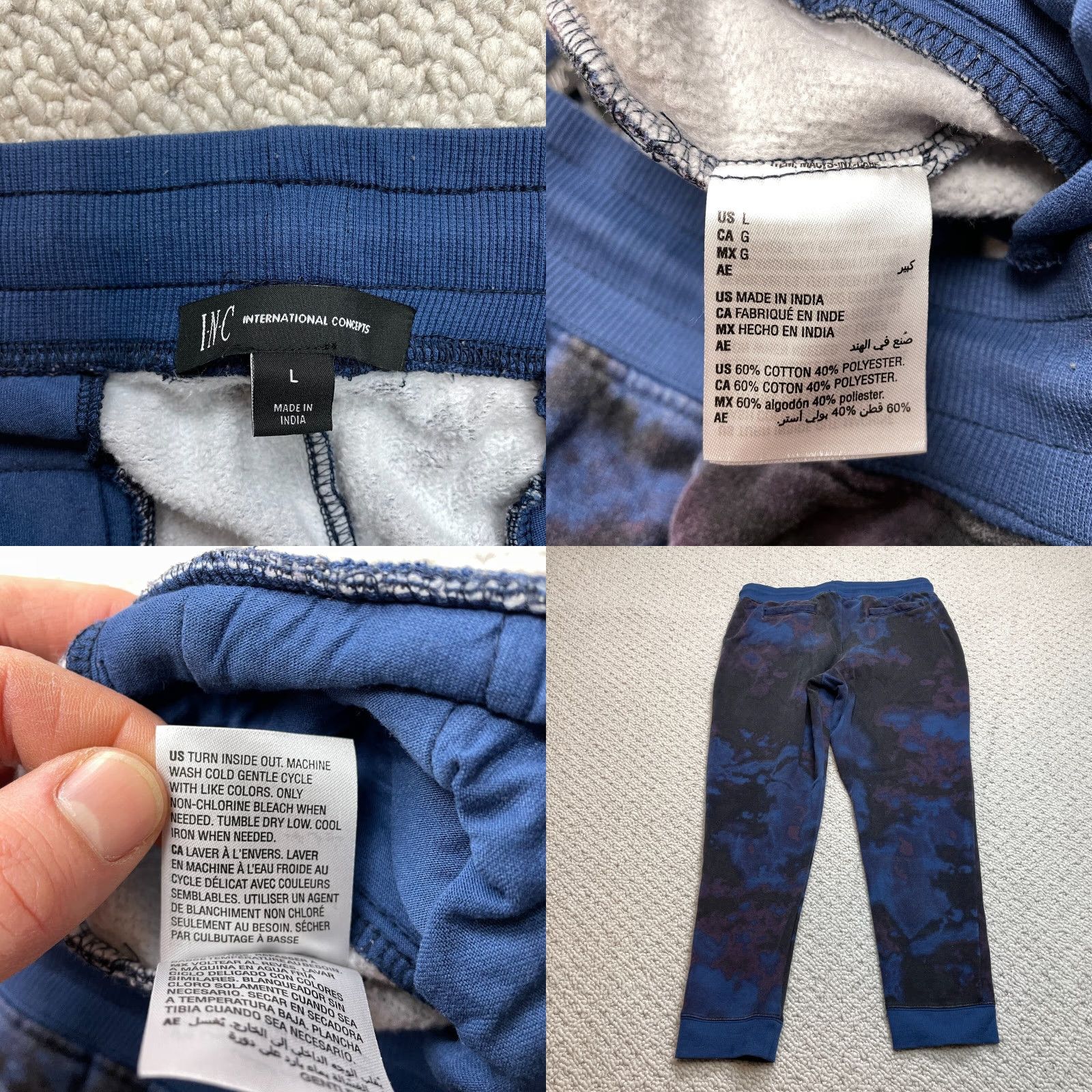 Vintage VINTAGE INC International Concepts Sweatpants Mens Large Dark Blue Zip Pockets 35x29 for Mens Size US 35 - 8 Thumbnail