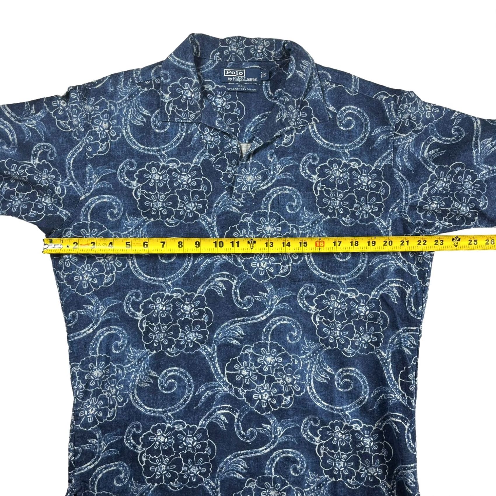 Polo Ralph Lauren VINTAGE Polo Ralph Lauren Shirt Hawaiian S/S Indigo Chambray Floral Men's Small Navy Blues Chambray Polo Shirt Mens Size US S / EU 44-46 / 1 - 5 Thumbnail