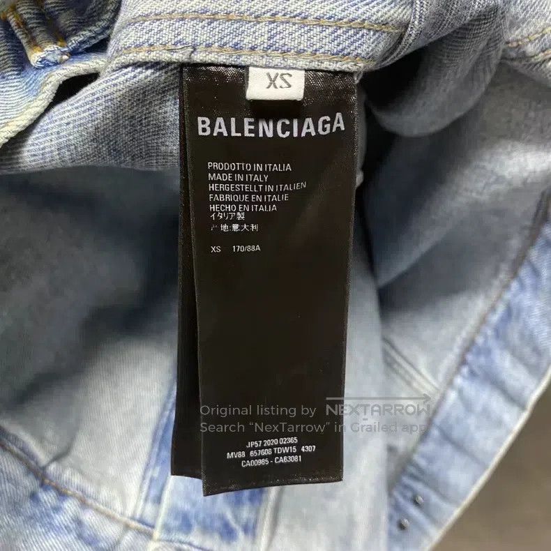 Balenciaga Balenciaga Blue Embroidery Pattern Logo Denim Jacket Size US XS / EU 42 / 0 - 6 Thumbnail