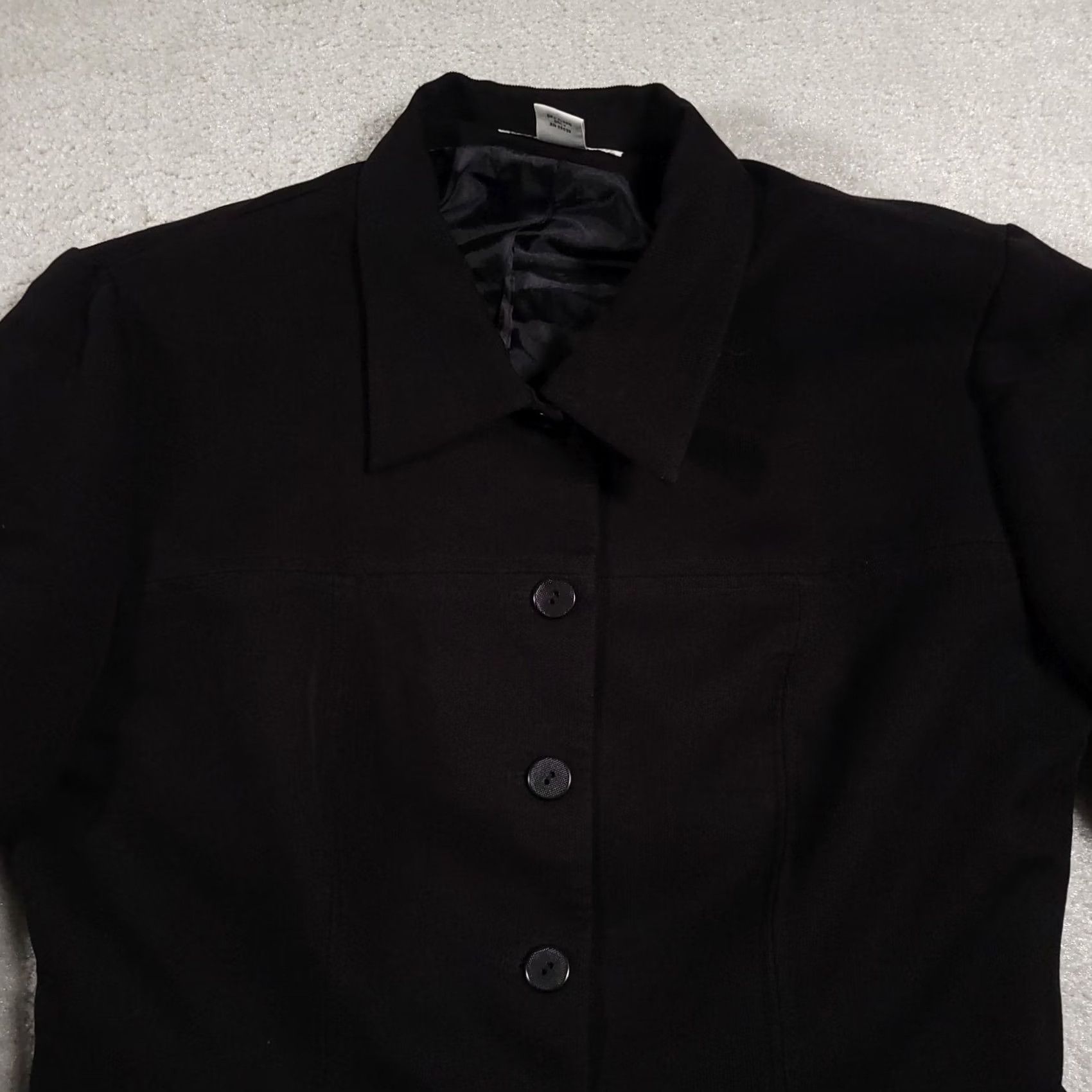 Croft & Barrow Croft & Barrow Blazer Jacket Women's 14P Petite Short Black Corduroy Brushed Button Shoulder Pads Classic Blazer Coat Urban 90s Style Mens? Size 36" / US 14 / IT 50 - 3 Thumbnail