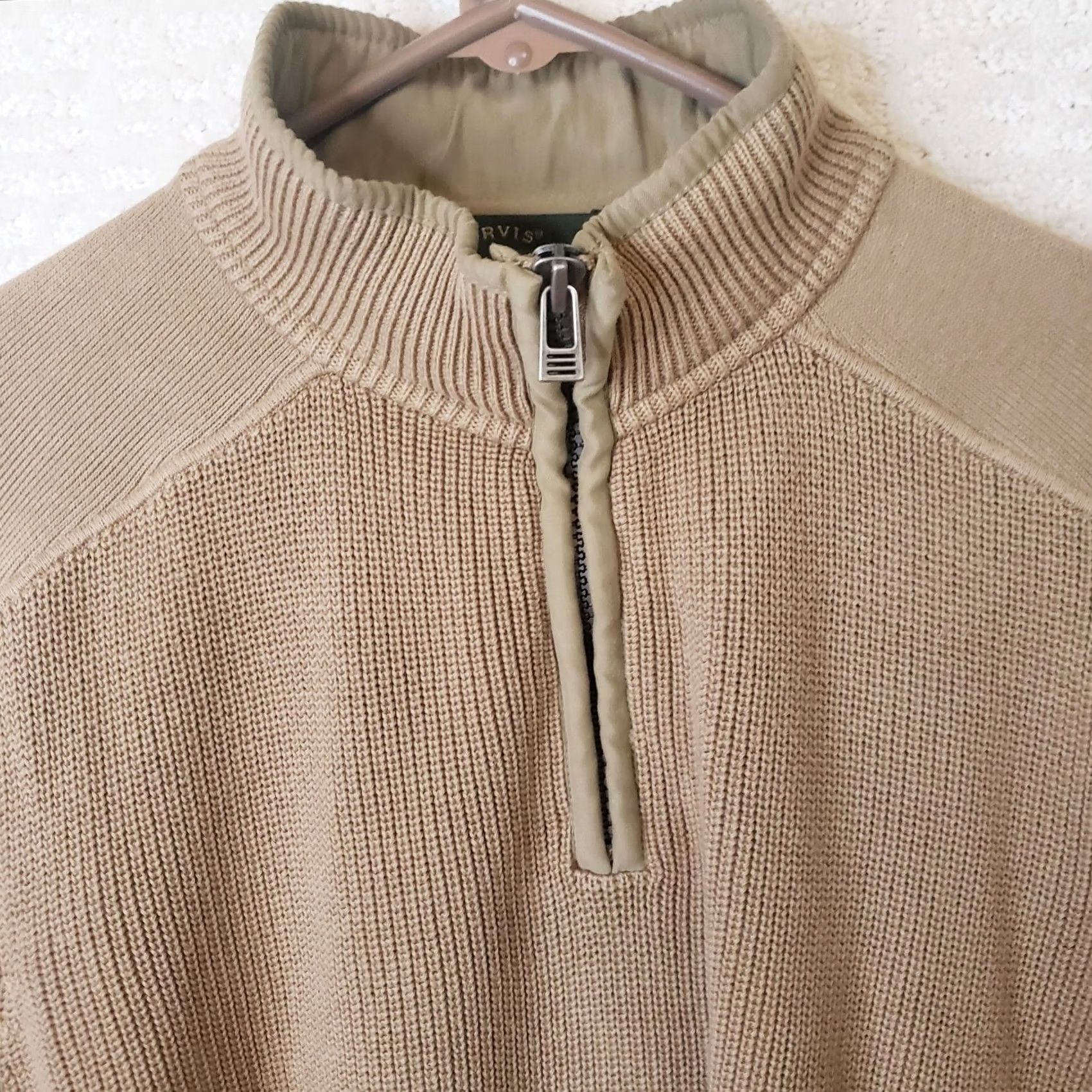 Orvis VINTAGE ORVIS Sweater Mens M Military 1/4 Zip Cotton Mock Neck Shoulder Patches Brown Size US M / EU 48-50 / 2 - 3 Thumbnail
