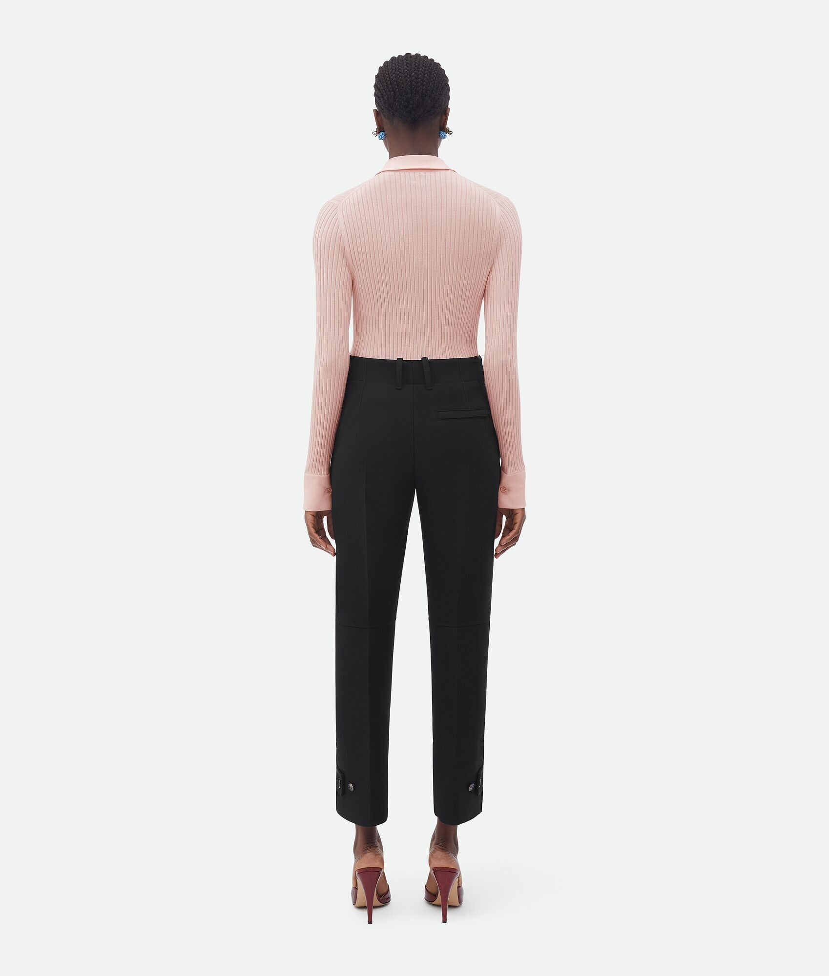 Bottega Veneta o1bcso1str0225 Slim Leg Melange Wool Pant in Black Size 24" / US 00 / IT 34 - 3 Thumbnail