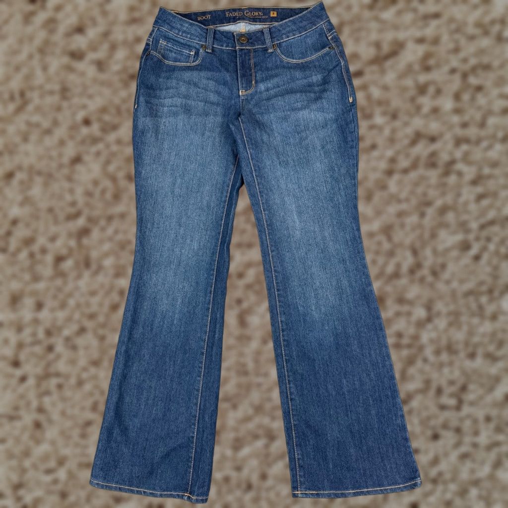 Faded Glory Faded Glory Jeans Women 8 Blue Denim Bootcut Mid Rise Cotton Stretch 28x30 Pants Size 30" / US 8 / IT 44 - 1 Thumbnail