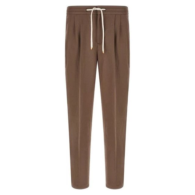 BRUNELLO CUCINELLI Brown Linen Trousers New & Authentic (Men