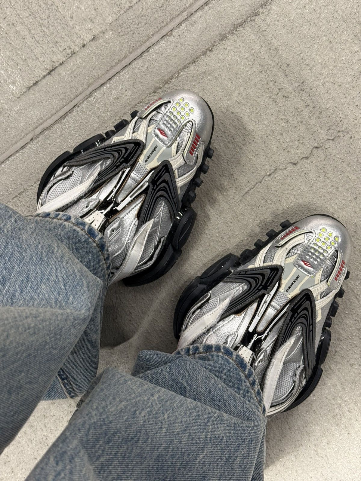 BALENCIAGA reptileスニーカー シルバー/ブラック BALENCIAGA＊Reptile Sneaker スニーカー＊送料込 (BALENCIAGA