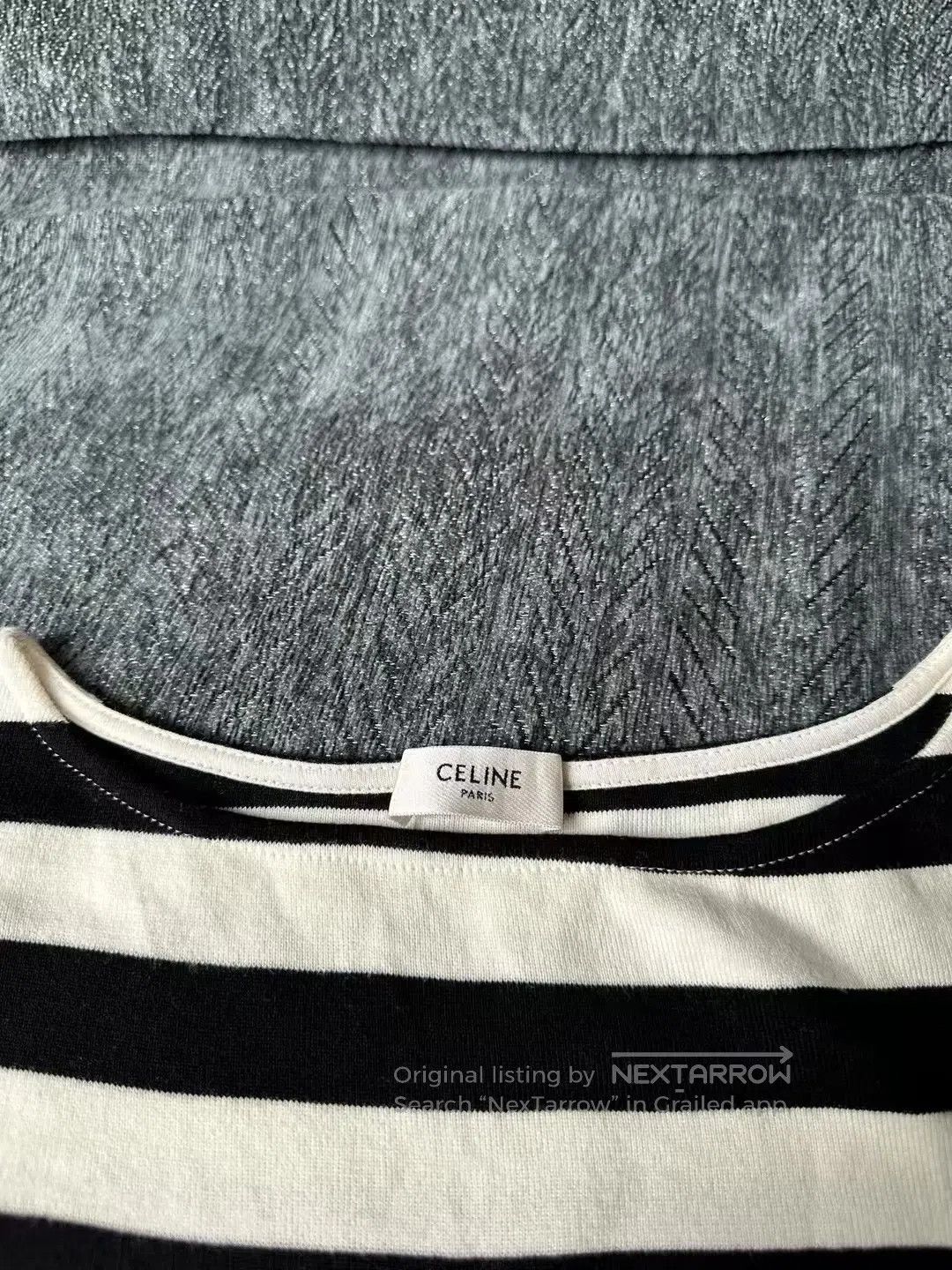 Celine CELINE Black and White Stripe Triumph Arch Embroidered Lon Size S / US 4 / IT 40 - 3 Thumbnail