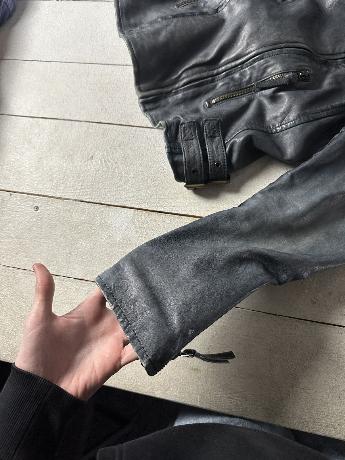 Other 🚨Y2K RICK OWENS TYPE DIRTY SLIM FIT ZIP LEATHER JACKET Size M / US 6-8 / IT 42-44 - 3 Thumbnail