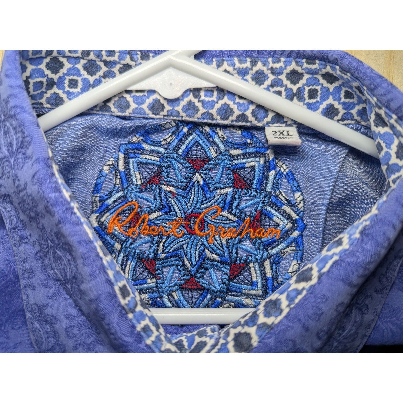 Robert Graham Robert Graham Men's 2XL Short Sleeve Button Down Shirt Blue Size US XXL / EU 58 / 5 - 6 Thumbnail