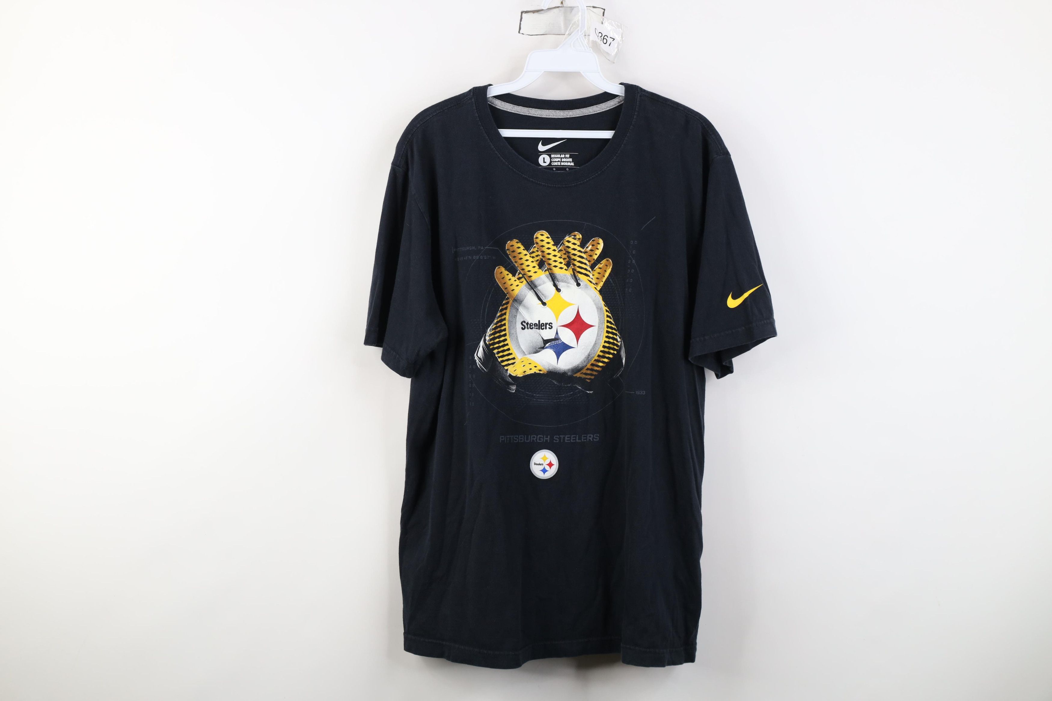 Nike Nike Faded Pittsburgh Steelers Football Gloves T-Shirt Black Size US L / EU 52-54 / 3 - 1 Thumbnail