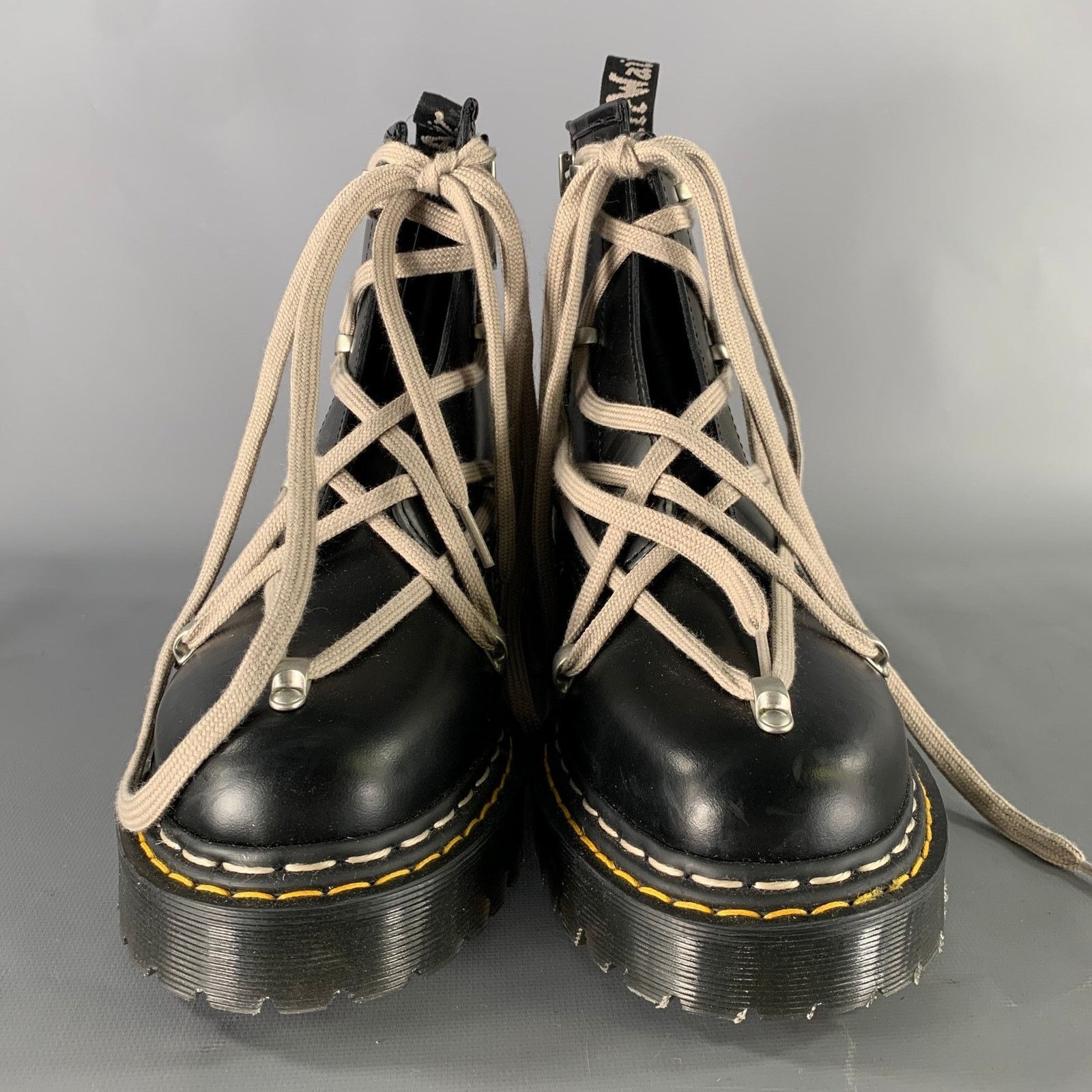 Dr. Martens DOC MARTENS Size 9 Black Yellow Solid Leather Boots Size US 9 / EU 42 - 4 Thumbnail