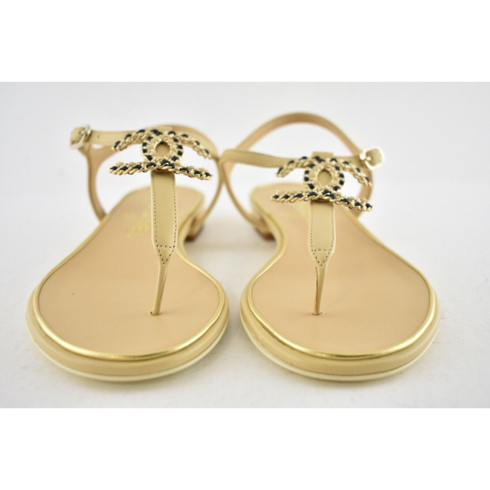 Chanel 19C Lambskin Chain CC XL Logo Ankle Strap Sandal Flat 36 Size US 6 / IT 36 - 5 Thumbnail