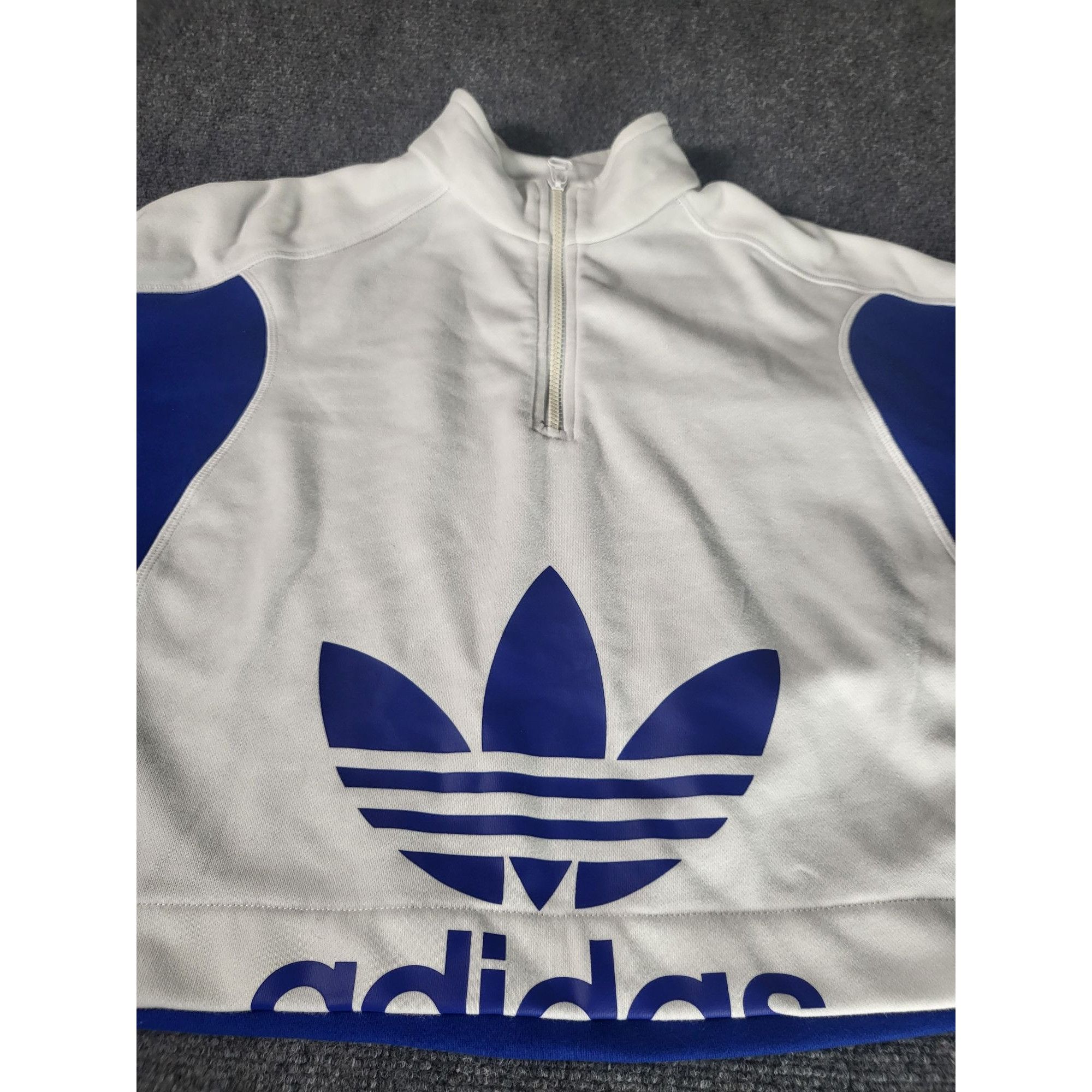 Adidas Adidas BELLISTA MOCKNECK JACKET Women Sz L Blue White Croppe Size L / US 10 / IT 46 - 2 Thumbnail
