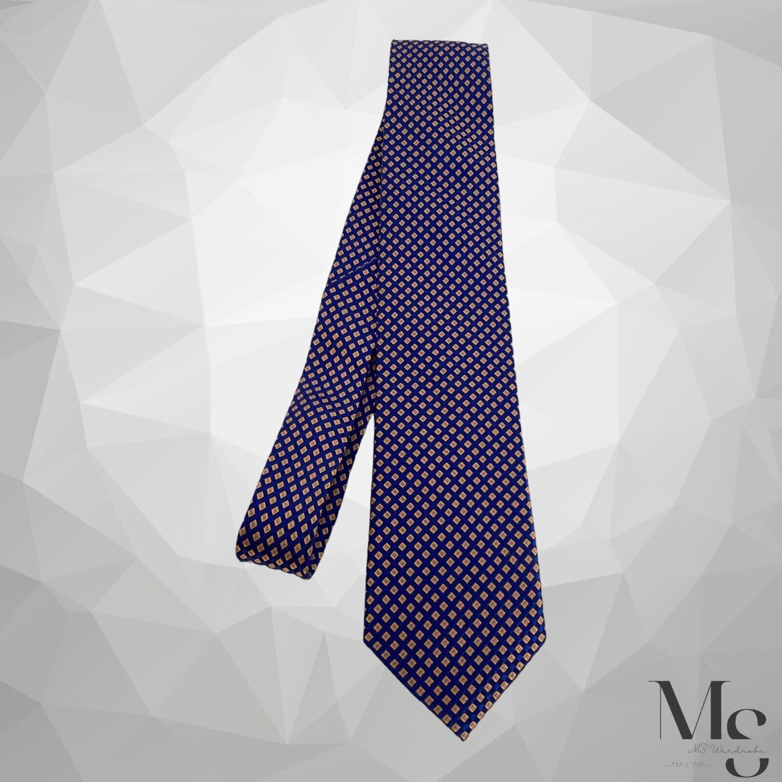 Ike Behar IKE BY IKE BEHAR Blue Geometric Silk Hand Made Tie W: 3.25" Size ONE SIZE - 5 Thumbnail