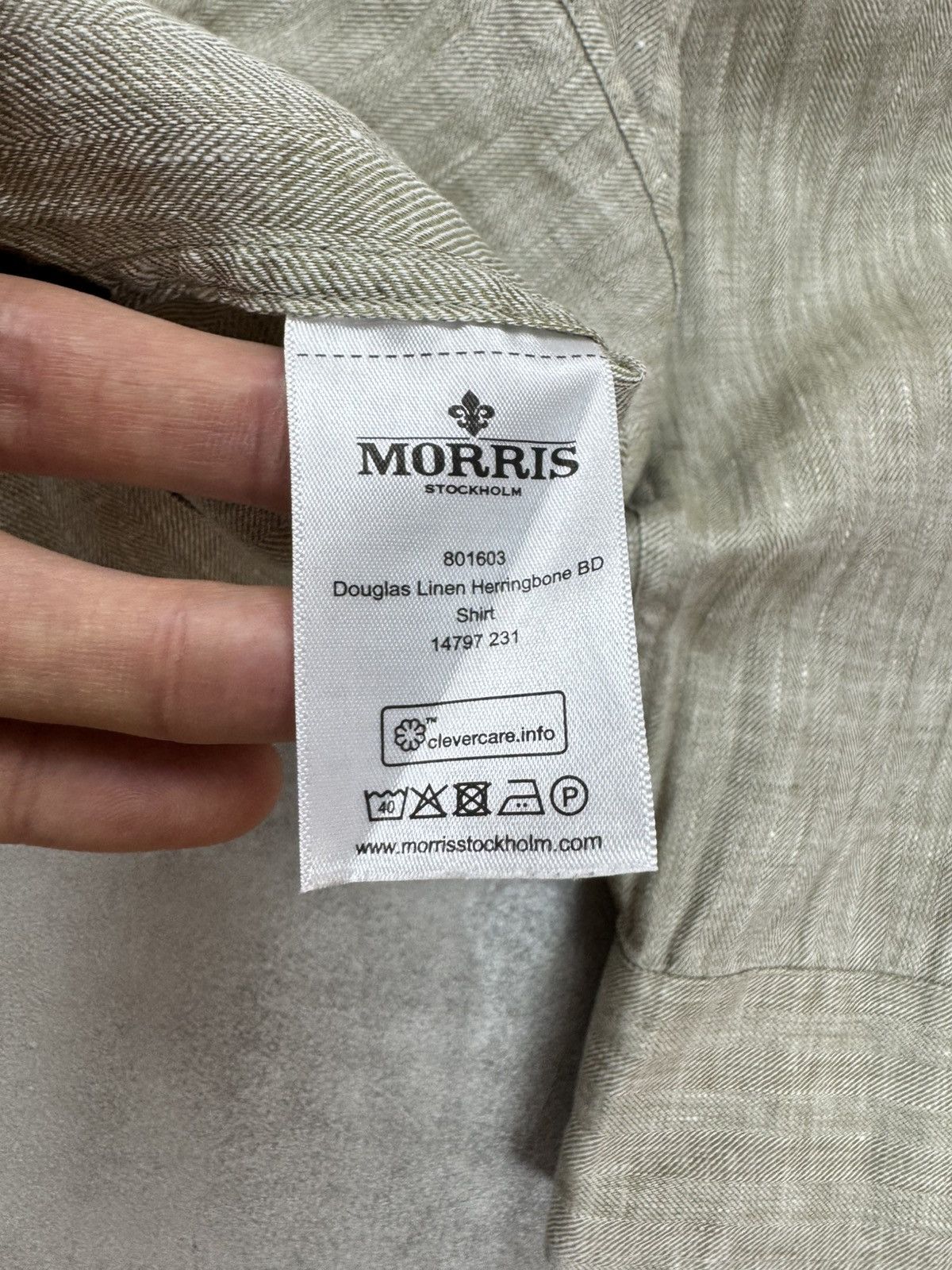 Morris MORRIS Pure Linen Shirt Herringbone Button Up Long Sleeve Size US L / EU 52-54 / 3 - 7 Thumbnail