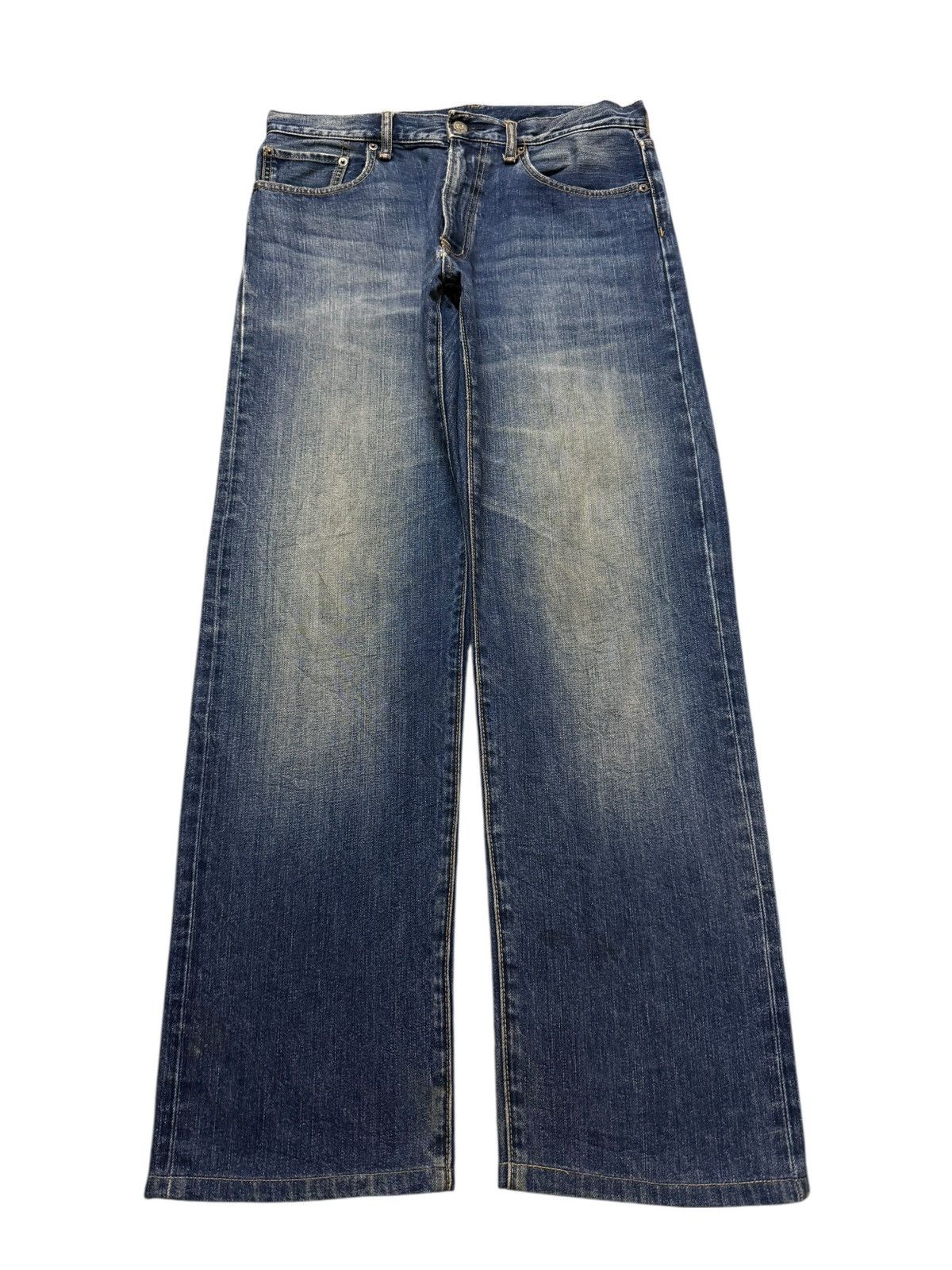 GU Vintage Y2K Japanese GU Blue Faded Mud Wash Relaxed Wide Leg Size US 32 / EU 48 - 1 Thumbnail