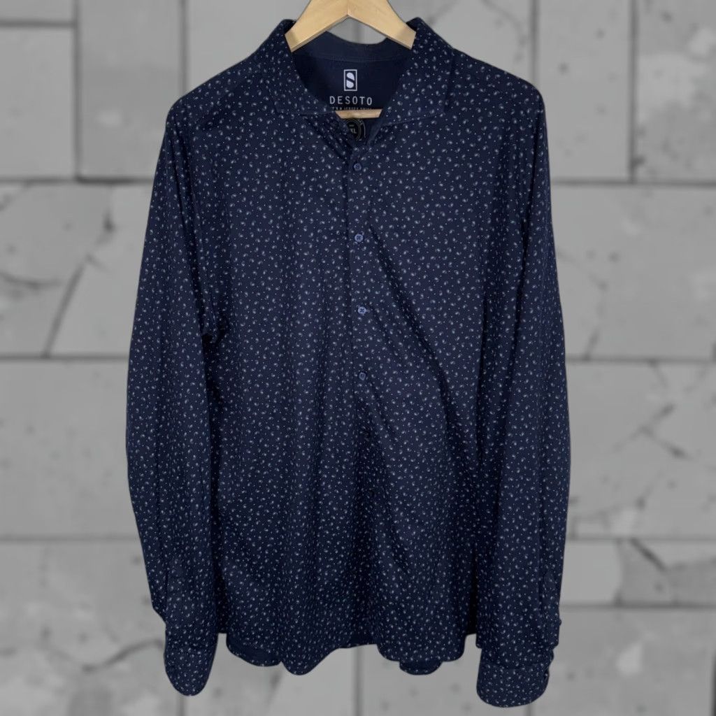 Vintage DeSoto Jersey Shirt Long Sleeve Button Up Mens Size 2XL Blue Shirt Size US XXL / EU 58 / 5 - 1 Thumbnail