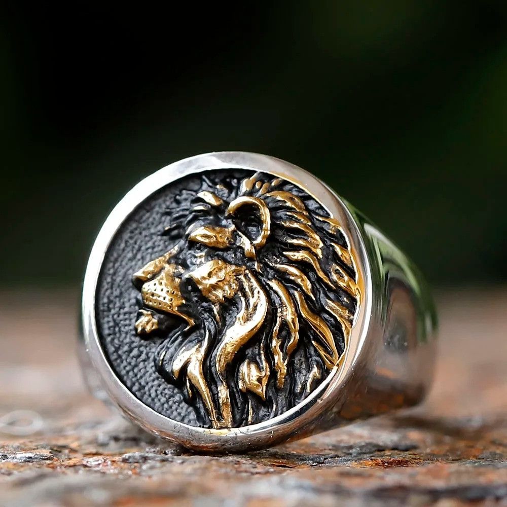 Jewelry 3D Lion Head Ring Size ONE SIZE - 1 Thumbnail