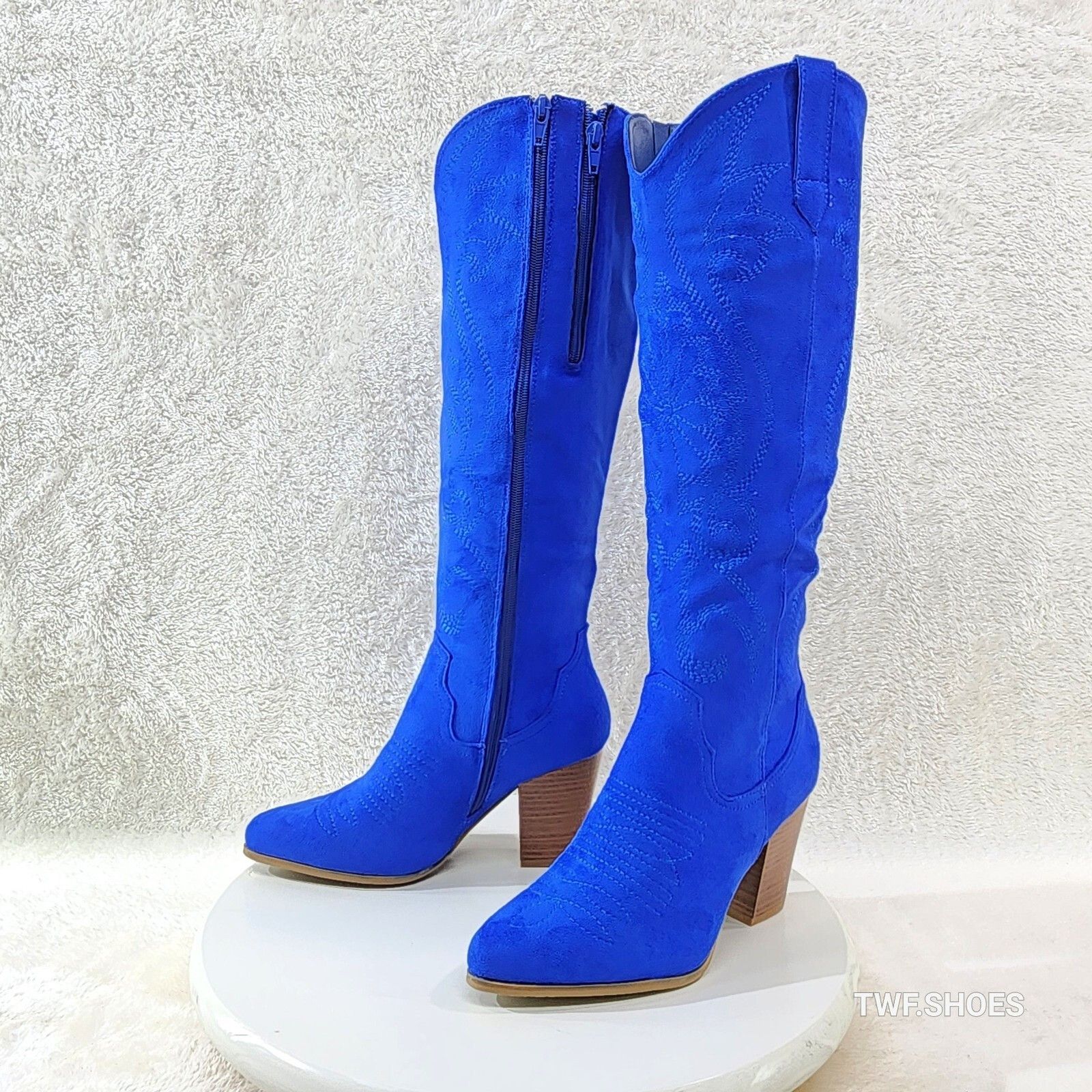 Other Wild Ryder Bright Deep Blue Faux Suede Country Western Cowgi Size US 8.5 / IT 38.5 - 5 Thumbnail