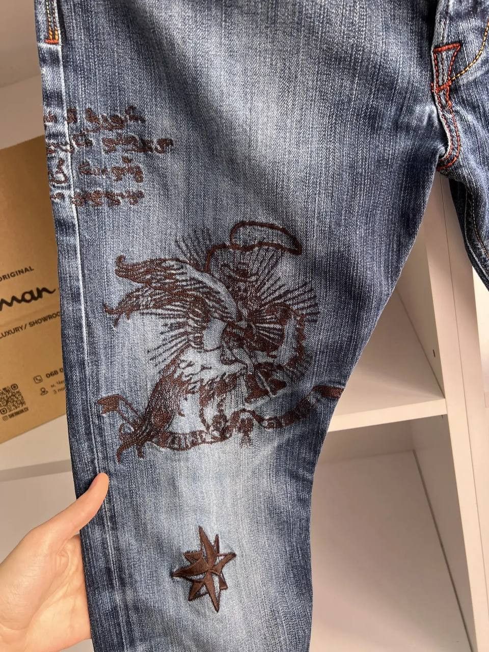 Designer × Diesel × Vintage RARE Y2K Criminal Bandit Embroidered Tattoo Denim Jeans Size US 32 / EU 48 - 14 Thumbnail