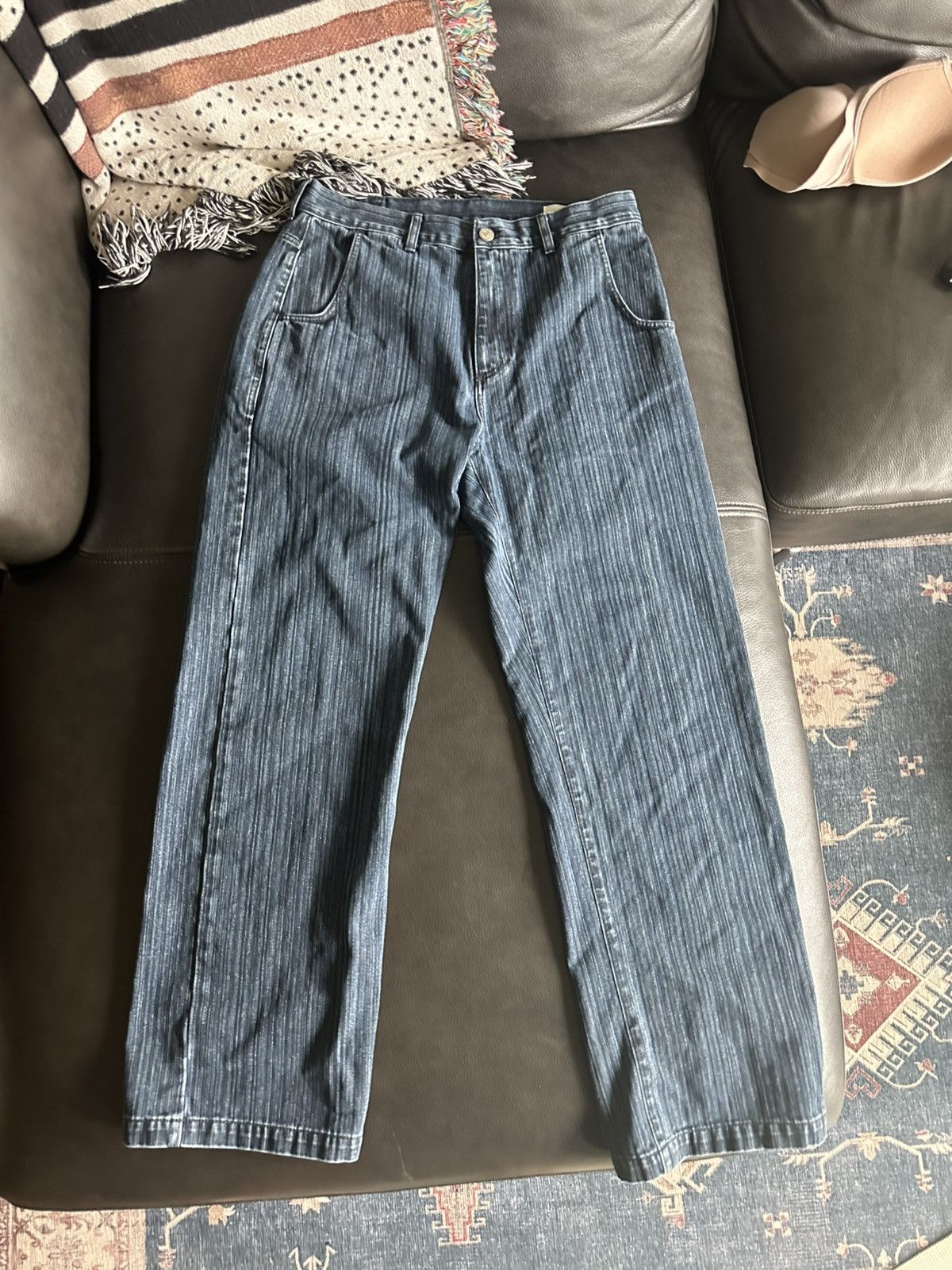 Mfpen NWT MFPEN STRAIGHT CUT JEANS - BLUE STRIPE Size US 34 / EU 50 - 4 Thumbnail
