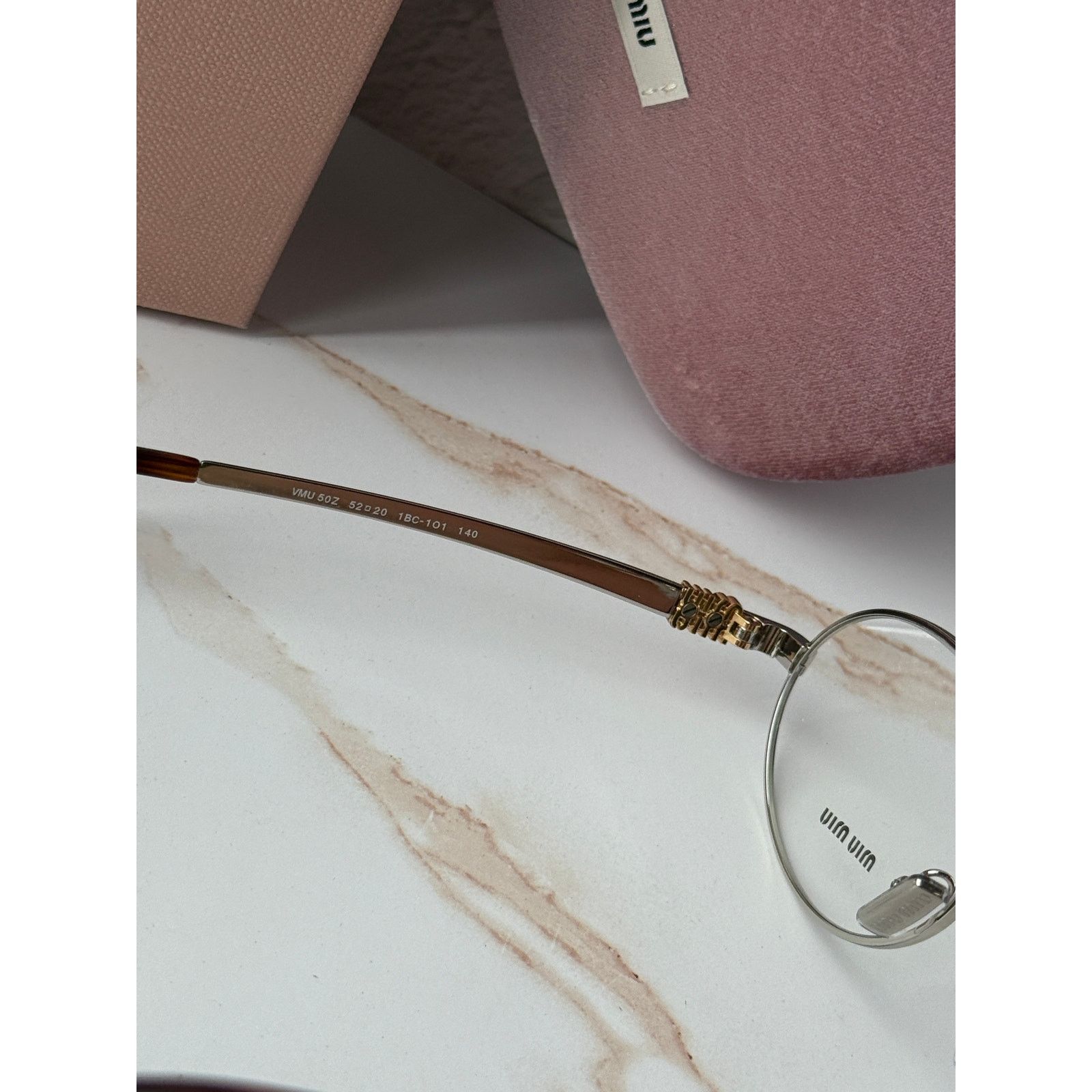 Miu Miu NEW Miu Miu M50ZV Silver Oval Metal Eyeglasses Frames Size ONE SIZE - 7 Thumbnail