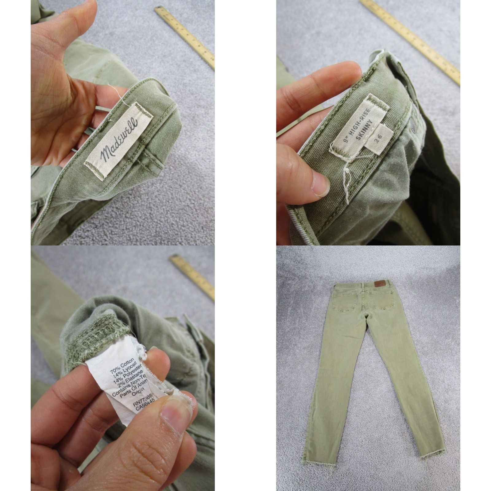Madewell Madewell Womens Skinny Jeans 26 9" Rise Extra Large Light Green Denim Size 26" / US 2 / IT 38 - 8 Thumbnail