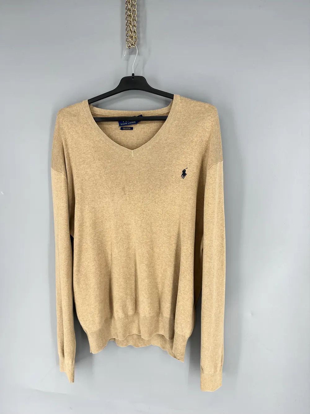 Polo Ralph Lauren Vintage Polo Ralph Lauren V-Neck Sweater 90s beige Size US XL / EU 56 / 4 - 3 Thumbnail