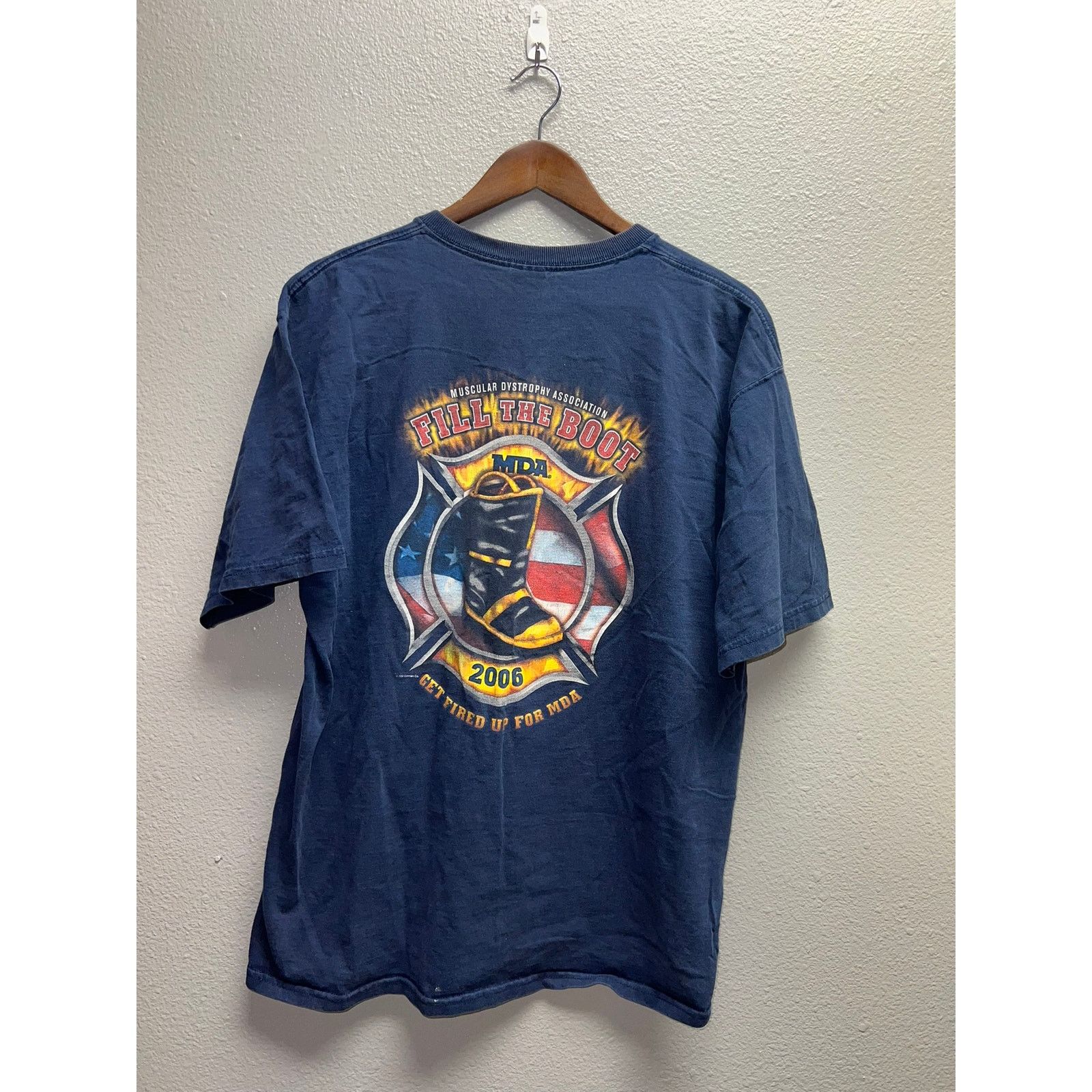 Fruit Of The Loom Vintage Fill The Boot Shirt Firefighter Fire MDA 2006 XL Size US XL / EU 56 / 4 - 5 Thumbnail