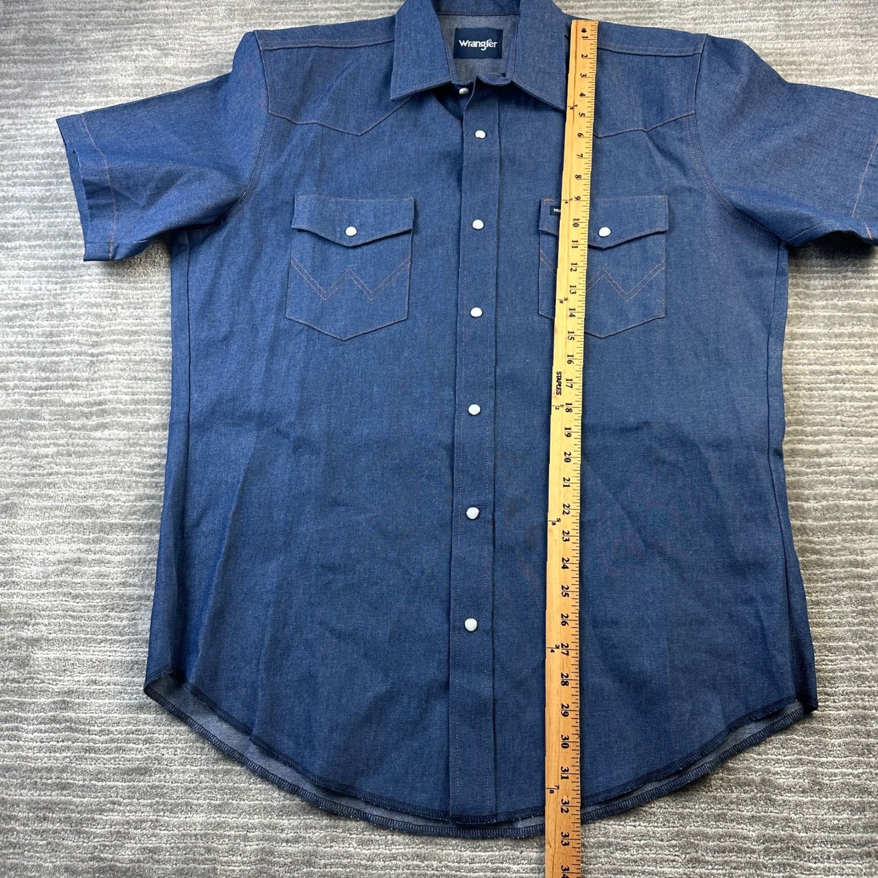 Wrangler Wrangler Shirt Mens Large Blue Denim Pearl Snap Western Size US L / EU 52-54 / 3 - 8 Thumbnail