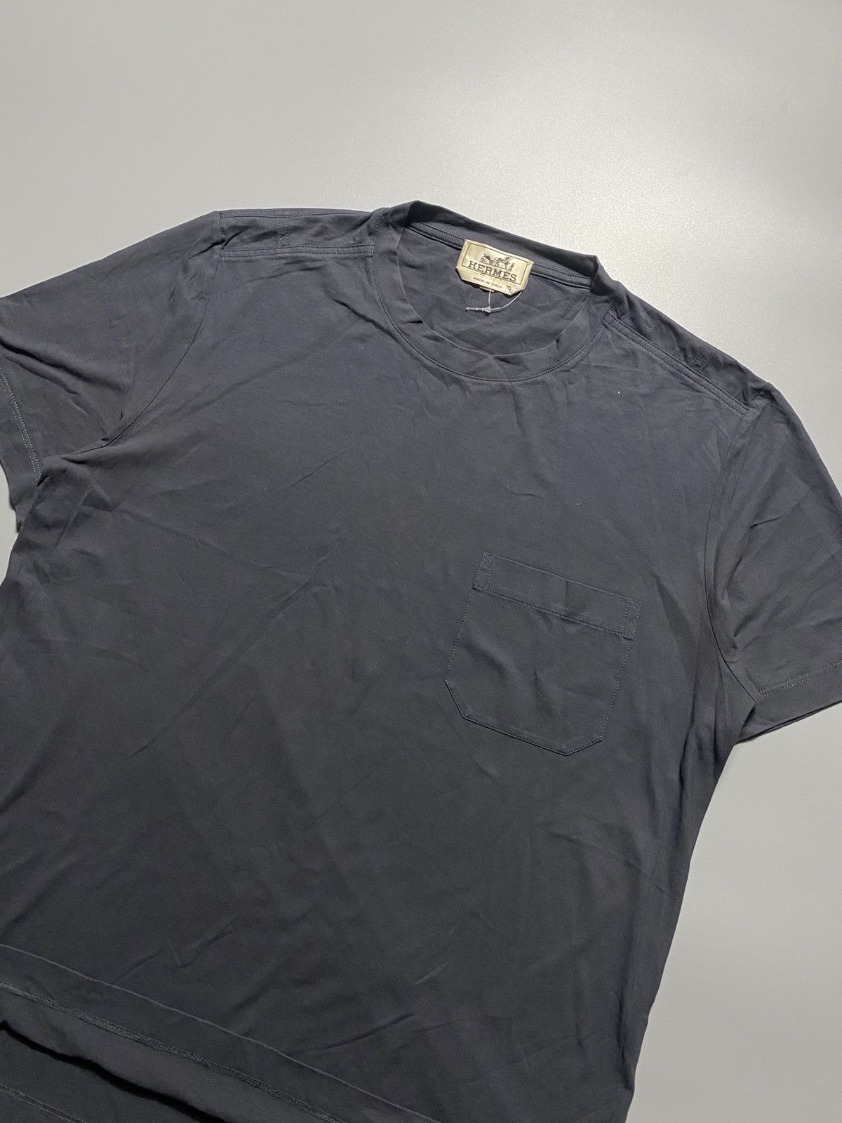 Hermes HERMES PLAIN POCKET TEE GRAY SHIRT Size US S / EU 44-46 / 1 - 5 Thumbnail