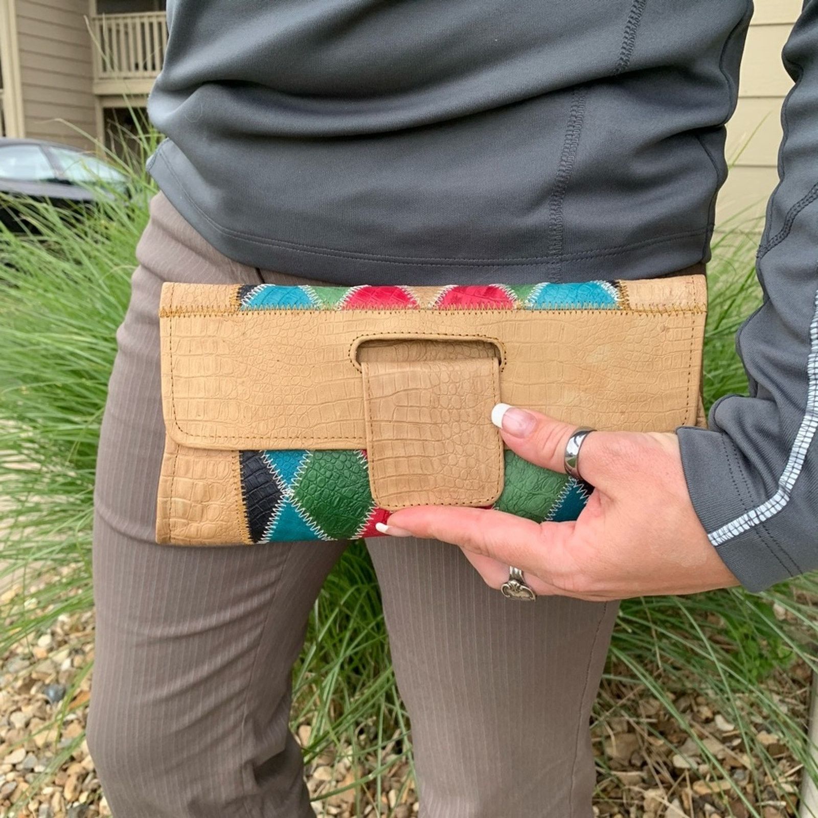 Vintage Vintage leather diamond patchwork clutch wallet Size ONE SIZE - 5 Thumbnail