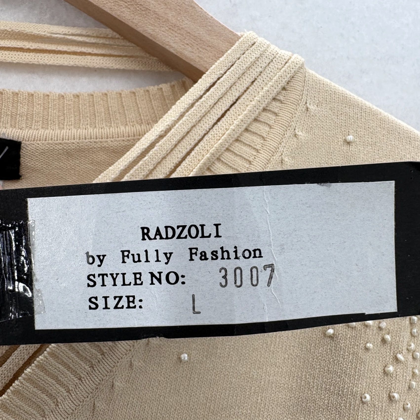 Vintage Radzoli Sweater Womens Large Beige Beaded Sequin V Neck Short Sleeve Knit NWT Size L / US 10 / IT 46 - 5 Thumbnail