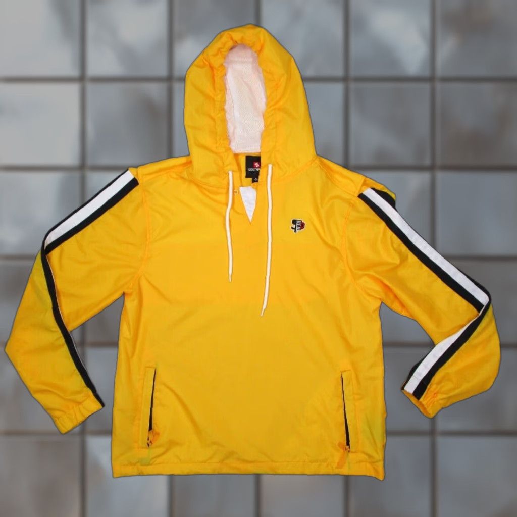 Southpole SOUTHPOLE Men's Yellow Windbreaker Hoodie Jacket L with Pockets - Lightweight Zip - Pullover Casual Fall Spring Winter Size US L / EU 52-54 / 3 - 1 Thumbnail
