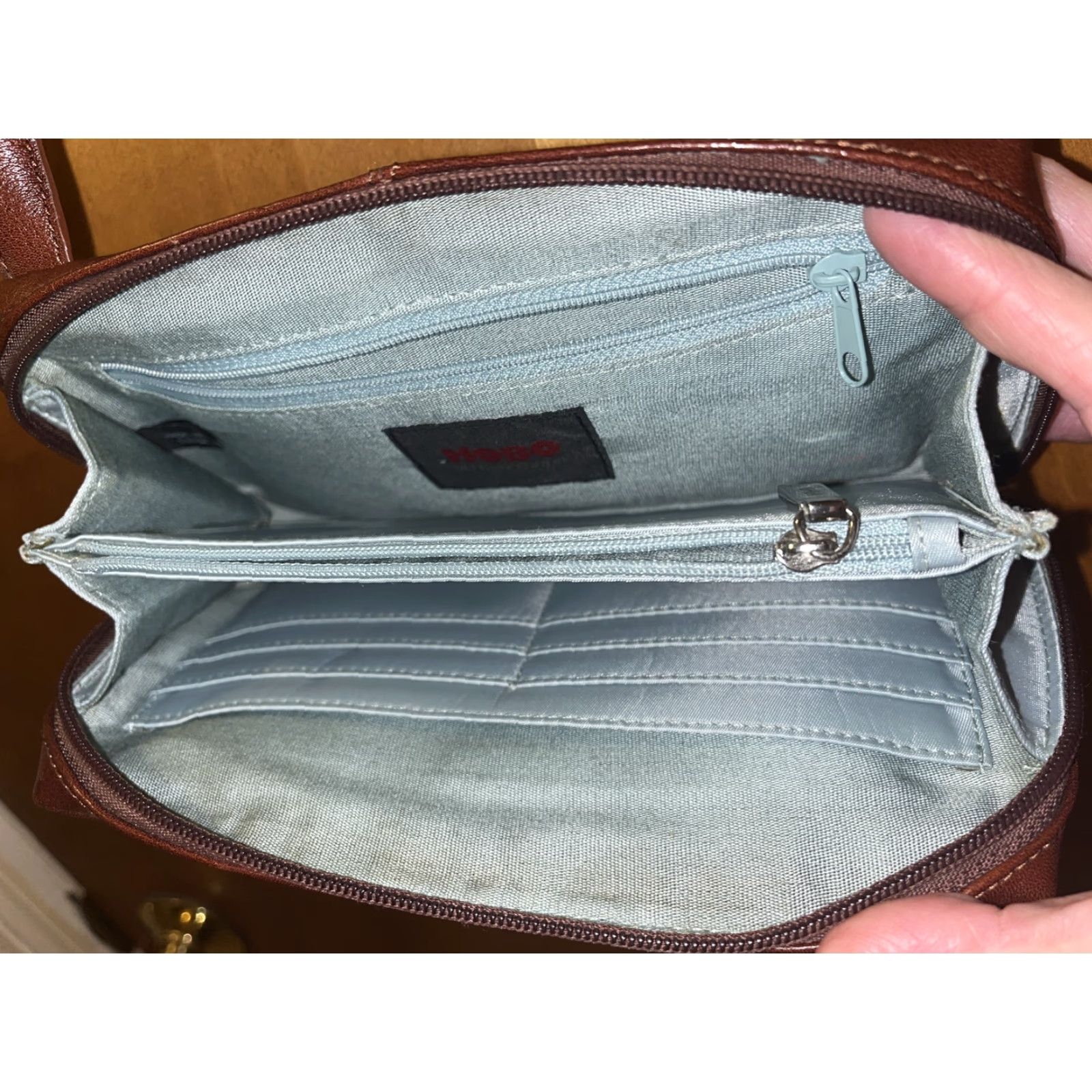 Vintage VINTAGE Hobo Small Leather Purse, Dark Brown, 90s Bohemian, Womens Size ONE SIZE - 4 Thumbnail
